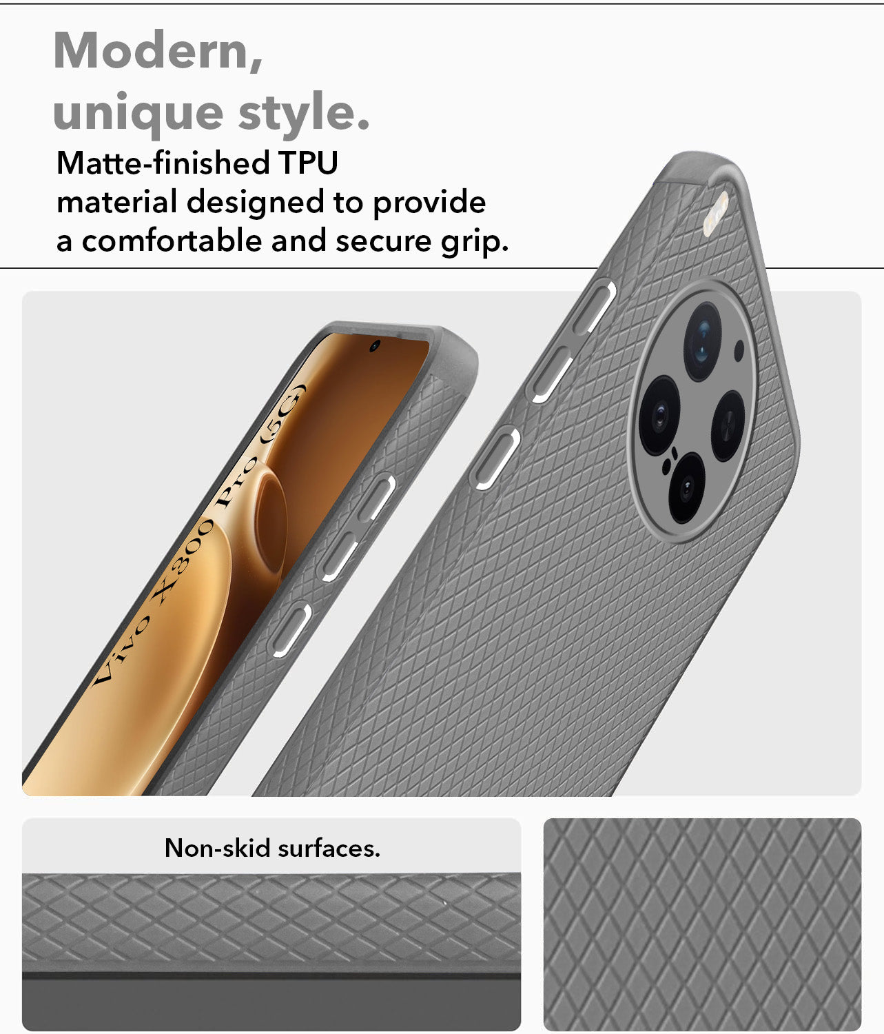 For Vivo X300 Pro Back Cover Case Liquid Silicone (Camera Protection | Side Grip Texture | Soft and Flexible)