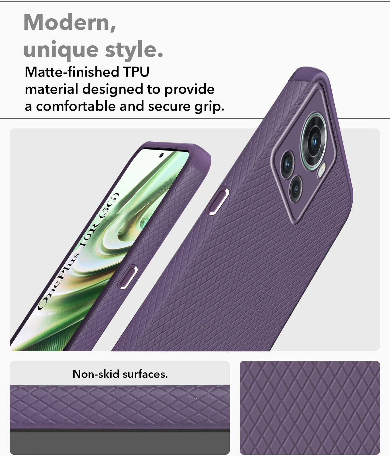 For OnePlus 10R Back Cover Case (Liquid Silicone | Side Grip | Camera Protection)