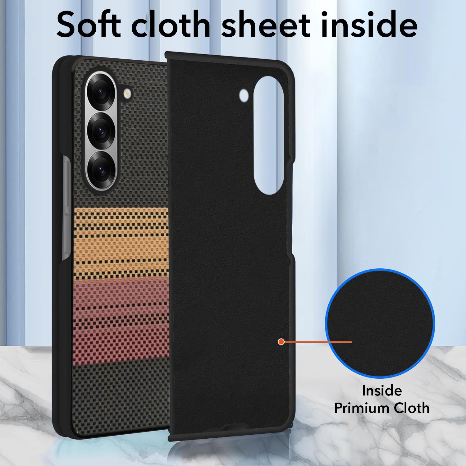 For Samsung Galaxy Z Fold 6 5G Back Flip Case Cover (Craft Printed Design | Hybrid Texture | Inside Microfiber Cloth)