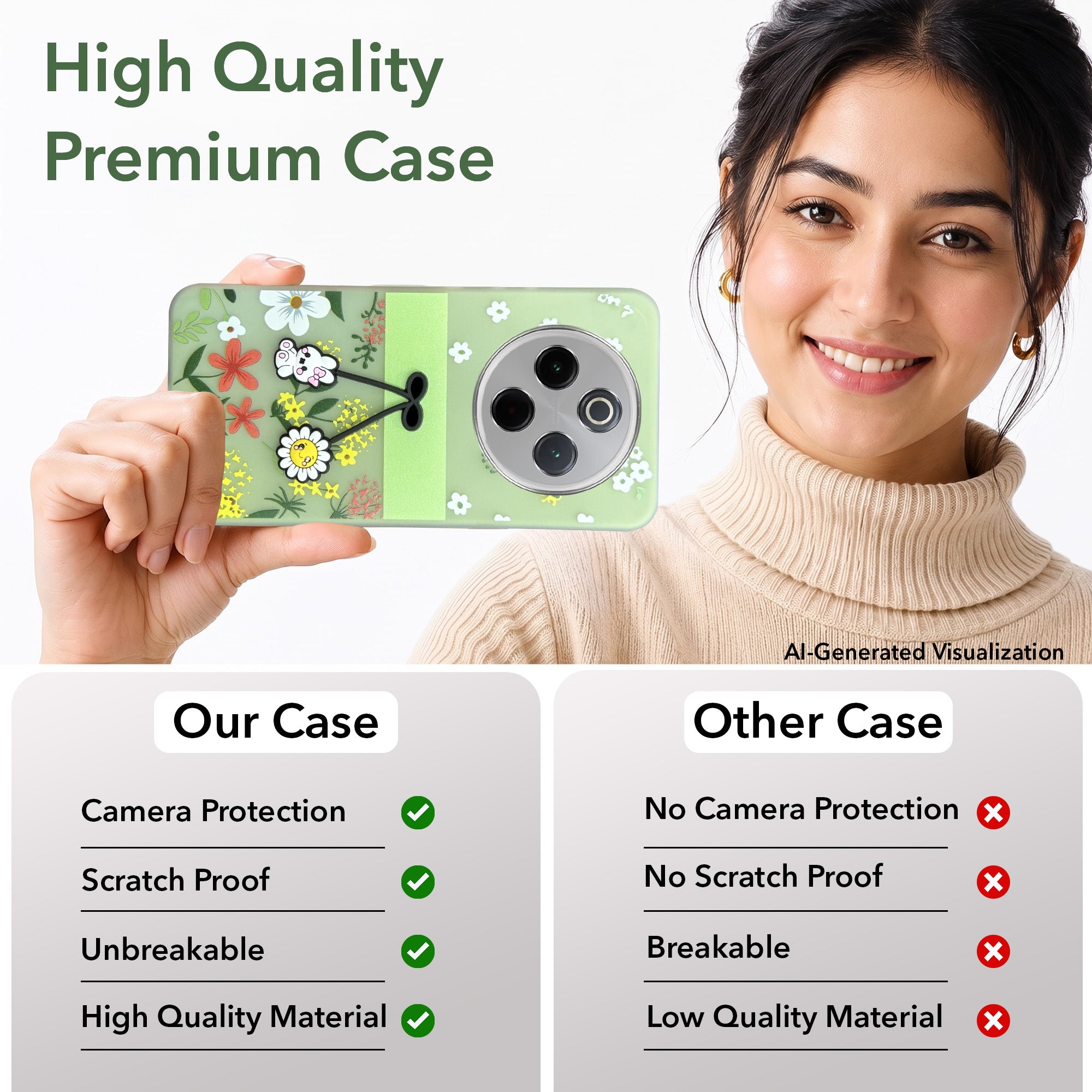 For Vivo T4  Back Cover Case (3D Cute Cartoons | Hard Back Side Soft | Matte Premium Finish | HD Printing)