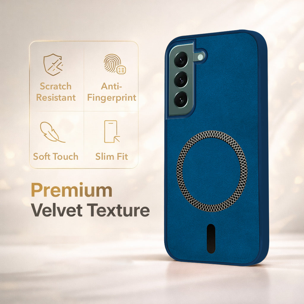 For Samsung Galaxy S22 Plus 5G Back Cover Case Leather Finish (MagSafe Compatible Wireless Charging | Soft Touch | Camera Bump Protection)