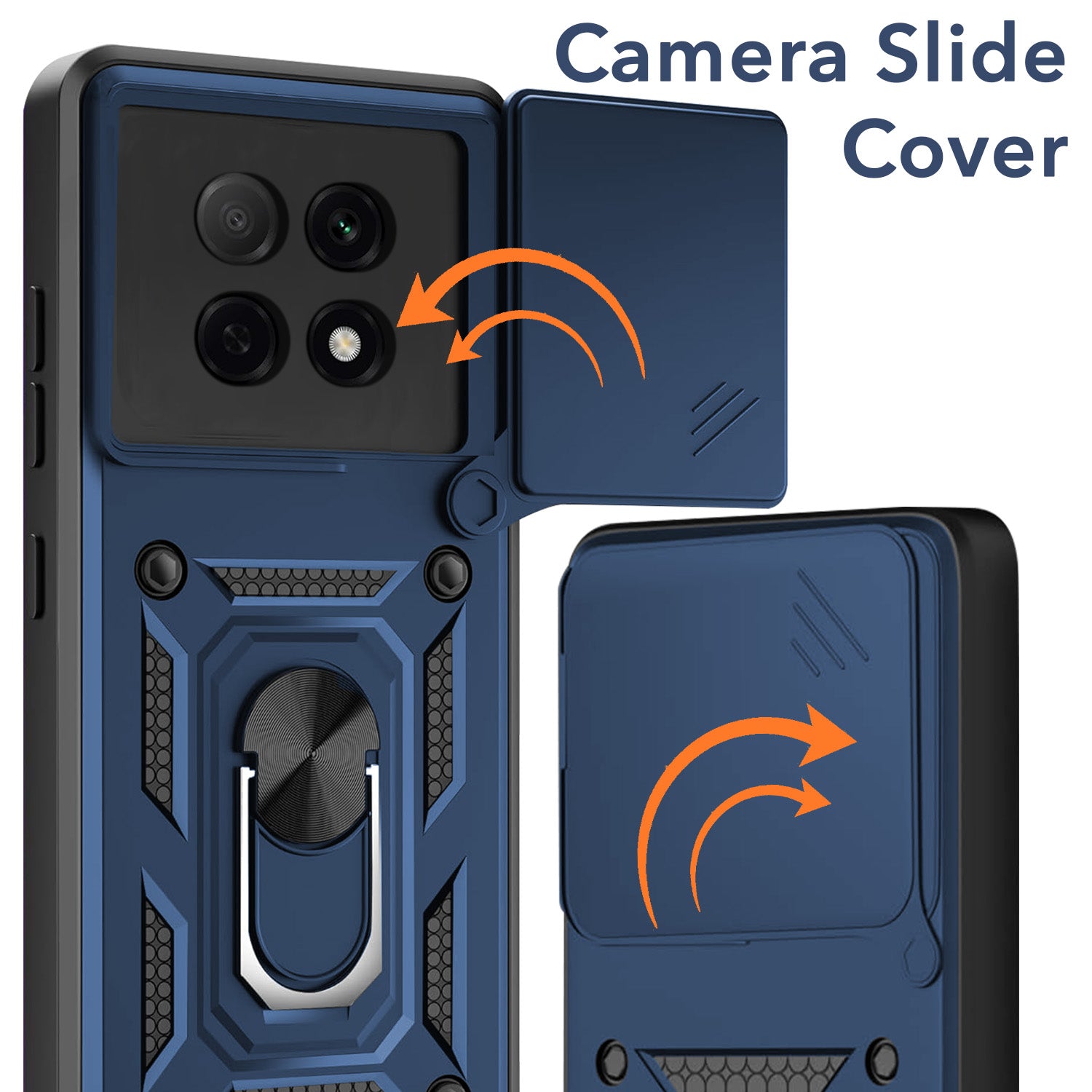 For Oppo F29 Pro Back Cover Case Hybrid Armor (Sliding Shutter Camera Protection | Polycarbonate |Ring Holder Kickstand)