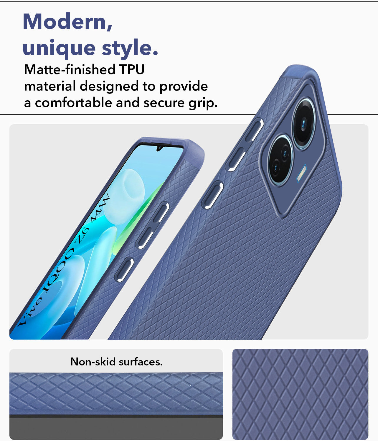 For Vivo IQOO Z6 44W Back Cover Case (Liquid Silicone | Side Grip | Camera Protection)