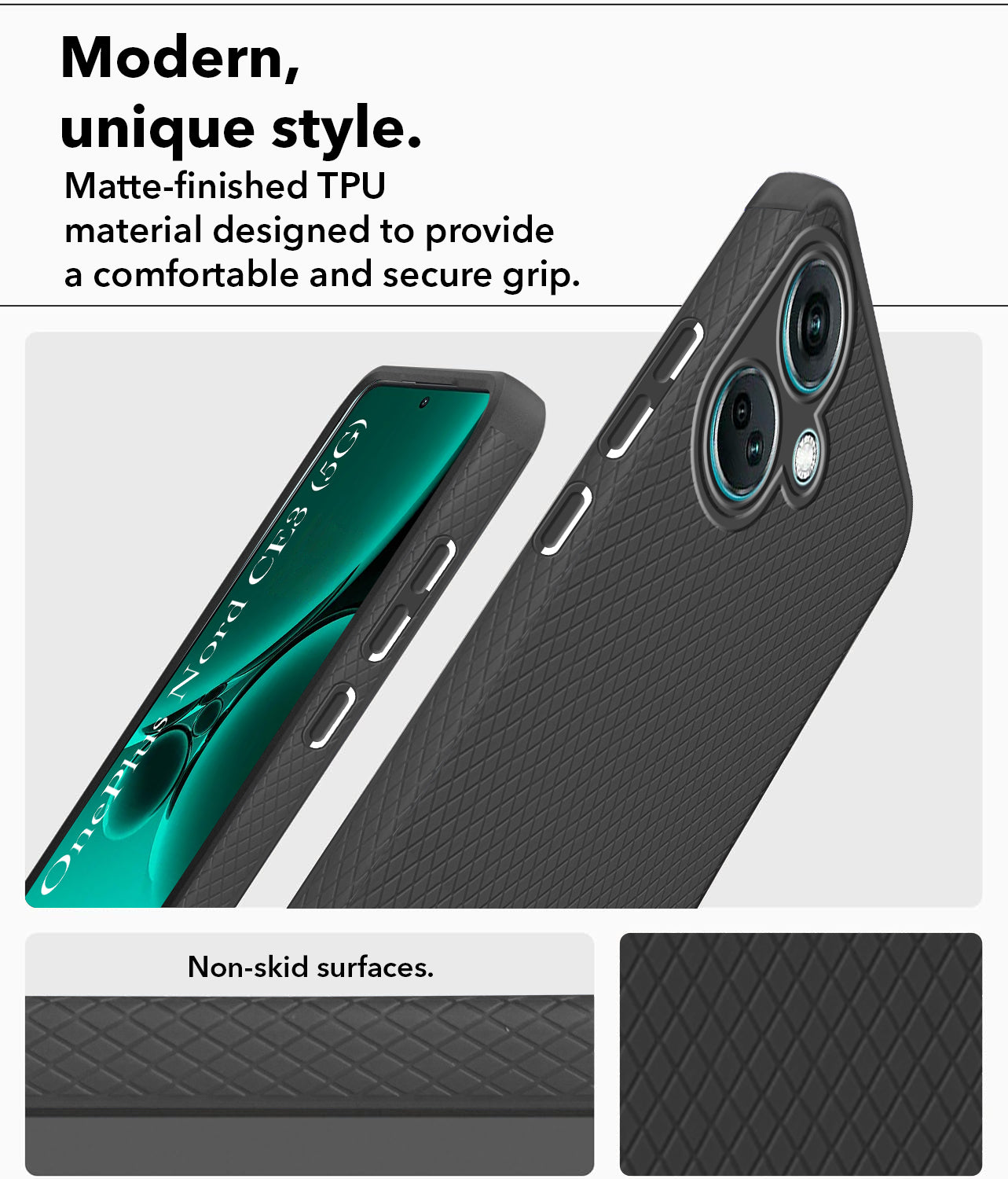 For Oneplus Nord CE 3 Back Case Cover (Liquid Silicone |  Camera Protection | Side Grip)