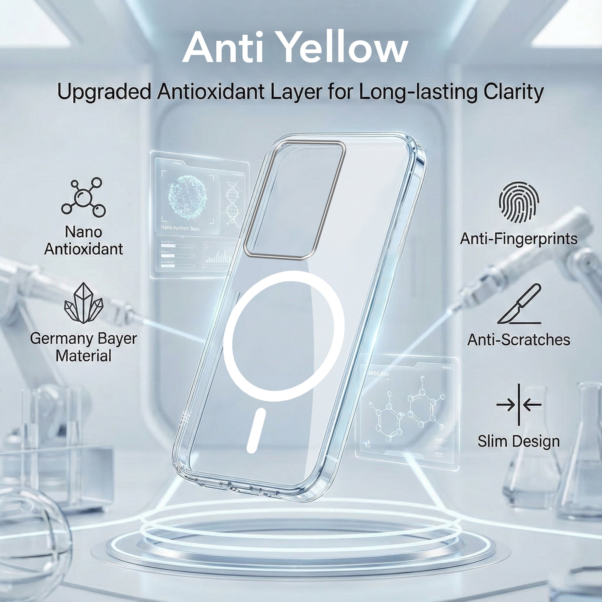 For Realme C75 5G Back Cover Case Lifetime Anti-Yellow MagSafe Compatible Clear (Sleek Hard Crystal | Shockproof and Camera Protection)