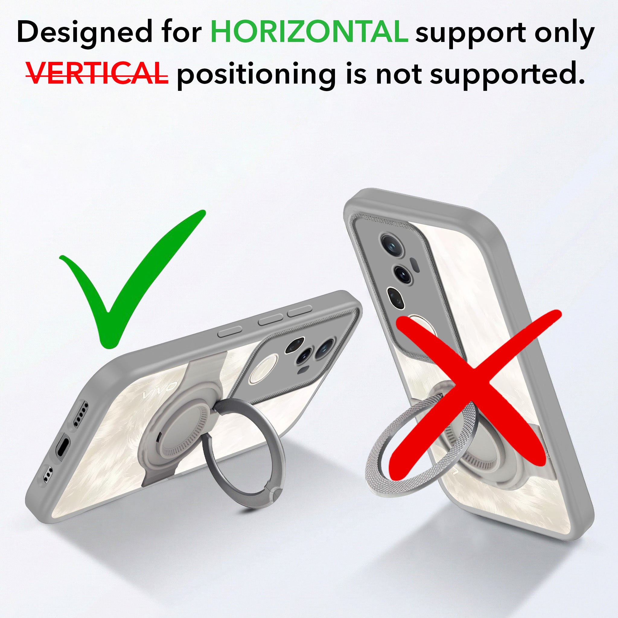 For Vivo T4 Ultra Back Cover Case with stand (Built-in Ring Holder Kickstand | Lifetime Anti Yellow | Camera Protection)