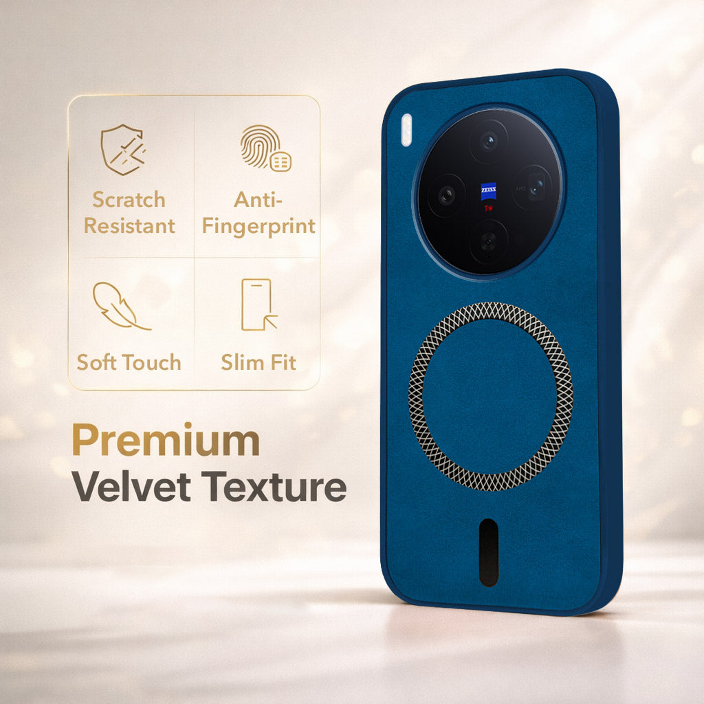 For Vivo X300 5G Back Cover Case Leather Finish (MagSafe Compatible Wireless Charging | Soft Touch | Camera Bump Protection)