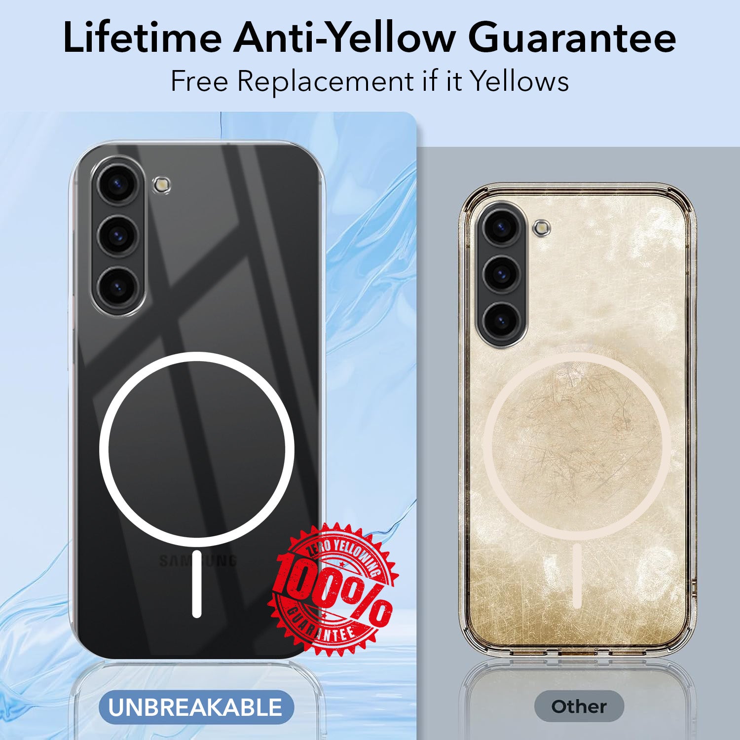 For Samsung Galaxy S23 Plus Back Cover Case Crystal Anti Yellow (MagSafe Wireless Charging Support |Camera Protection Bump)