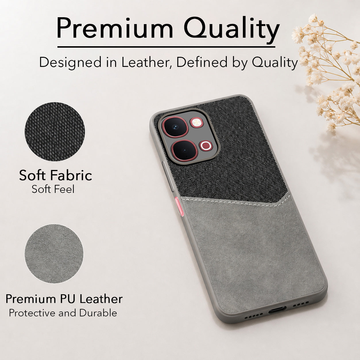 For Vivo Y31T 5G Back Cover Case (Dual PU Leather Stitch | Professional Minimalist | Soft and Flexible)