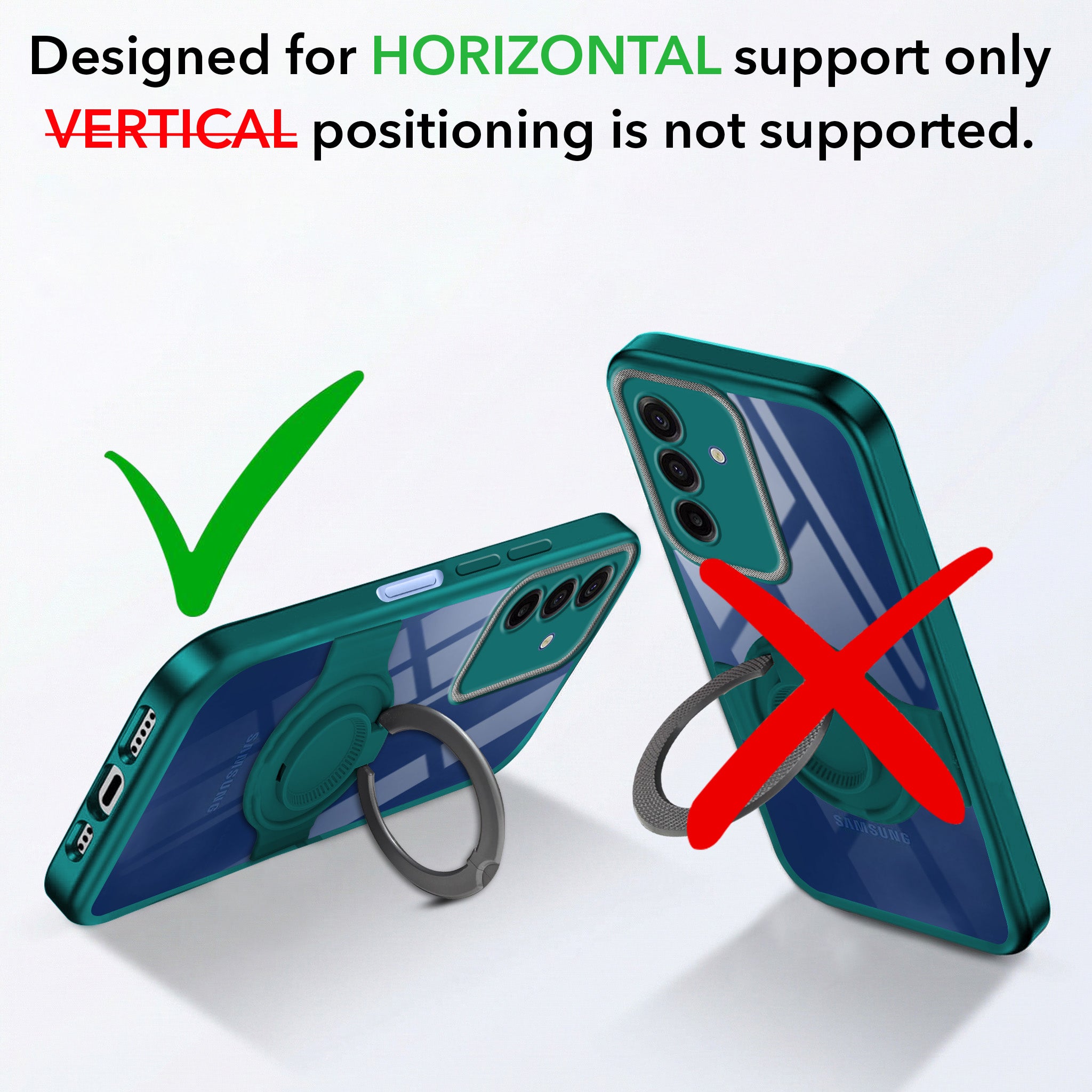 For Samsung Galaxy A17 | Samsung F17 | Samsung M17 5G Back Cover Case with stand (Built-in Ring Holder Kickstand | Lifetime Anti Yellow | Camera Protection)