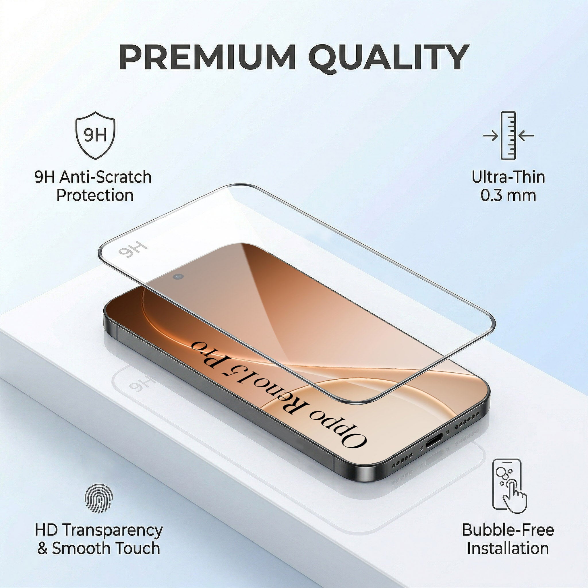 For Oppo Reno15 Pro 5G | Oppo Reno 15 Pro 5G Combo with Back Cover and 9H Tempered Glass (Liquid Silicone | Camera Protection | Oleophobic Coating Screen Glass)