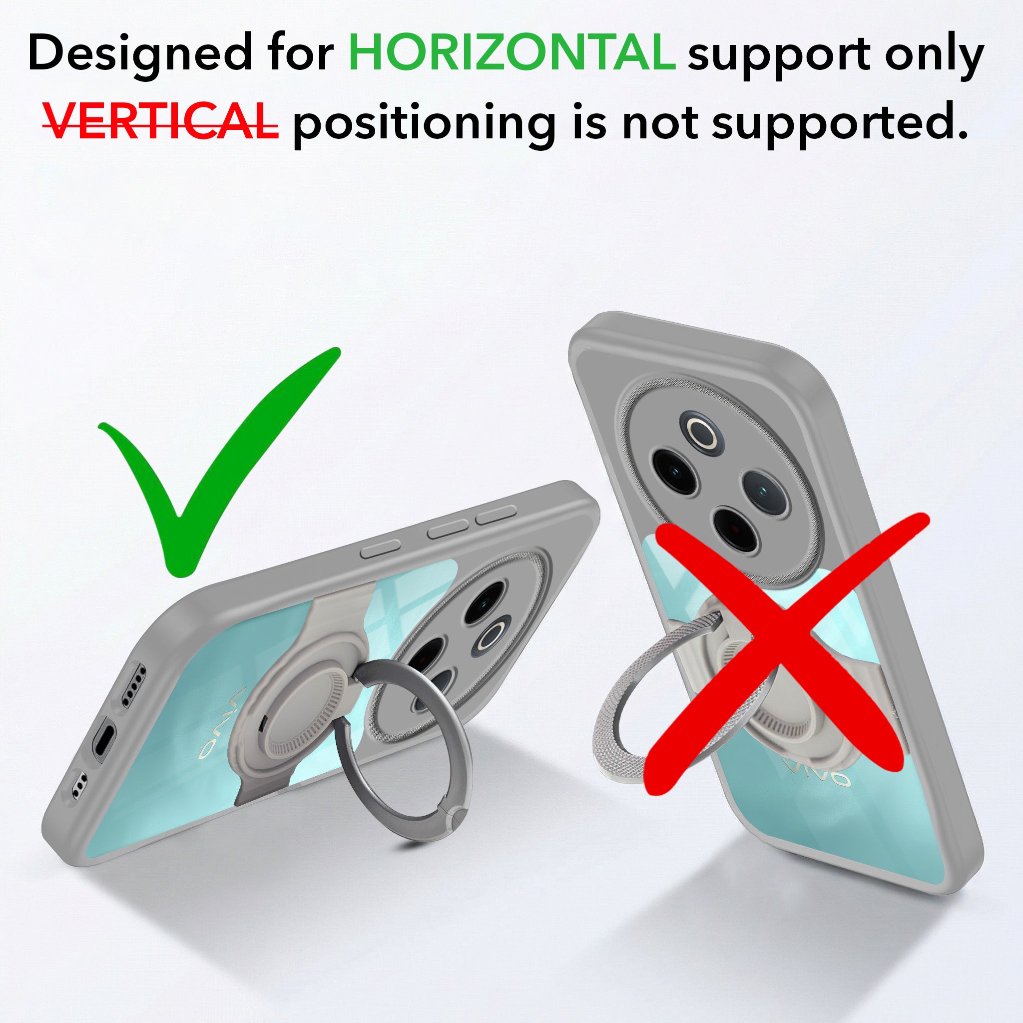 For Vivo T4 Back Cover Case with stand (Built-in Ring Holder Kickstand | Lifetime Anti Yellow | Camera Protection)