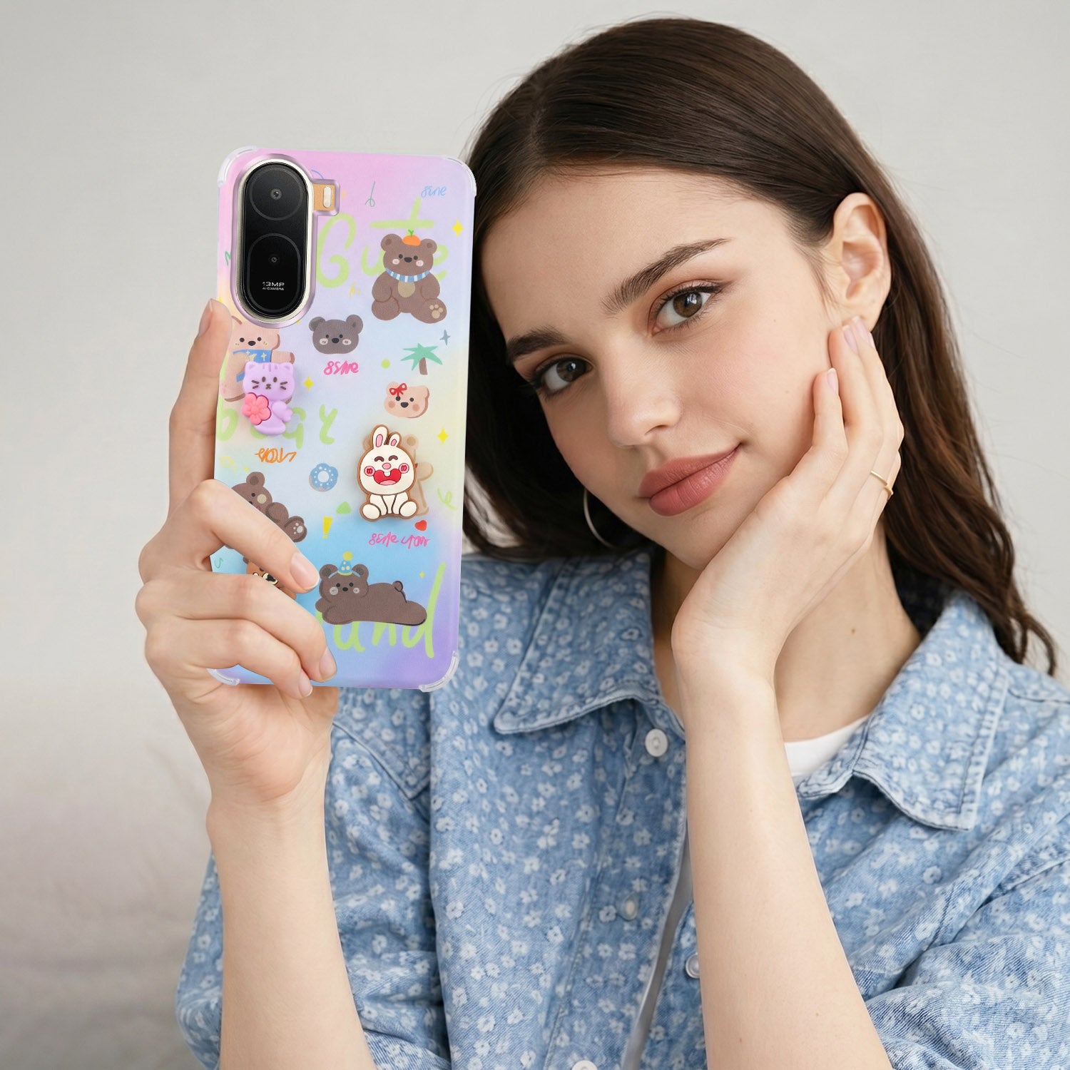 For Redmi A7 Pro 5G Back Cover Case (3D Cute Cartoons | Hard Back Side Soft | Matte Premium Finish | HD Printing)