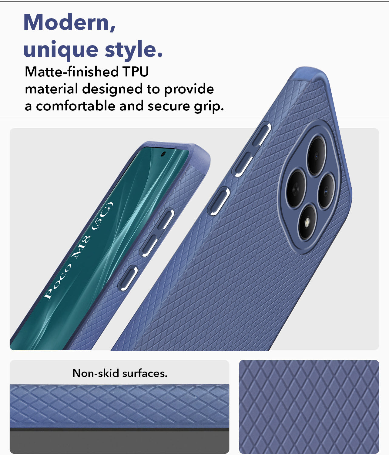 For Poco M8 5G Back Cover Case Liquid Silicone (Camera Protection | Side Grip Texture | Soft and Flexible)