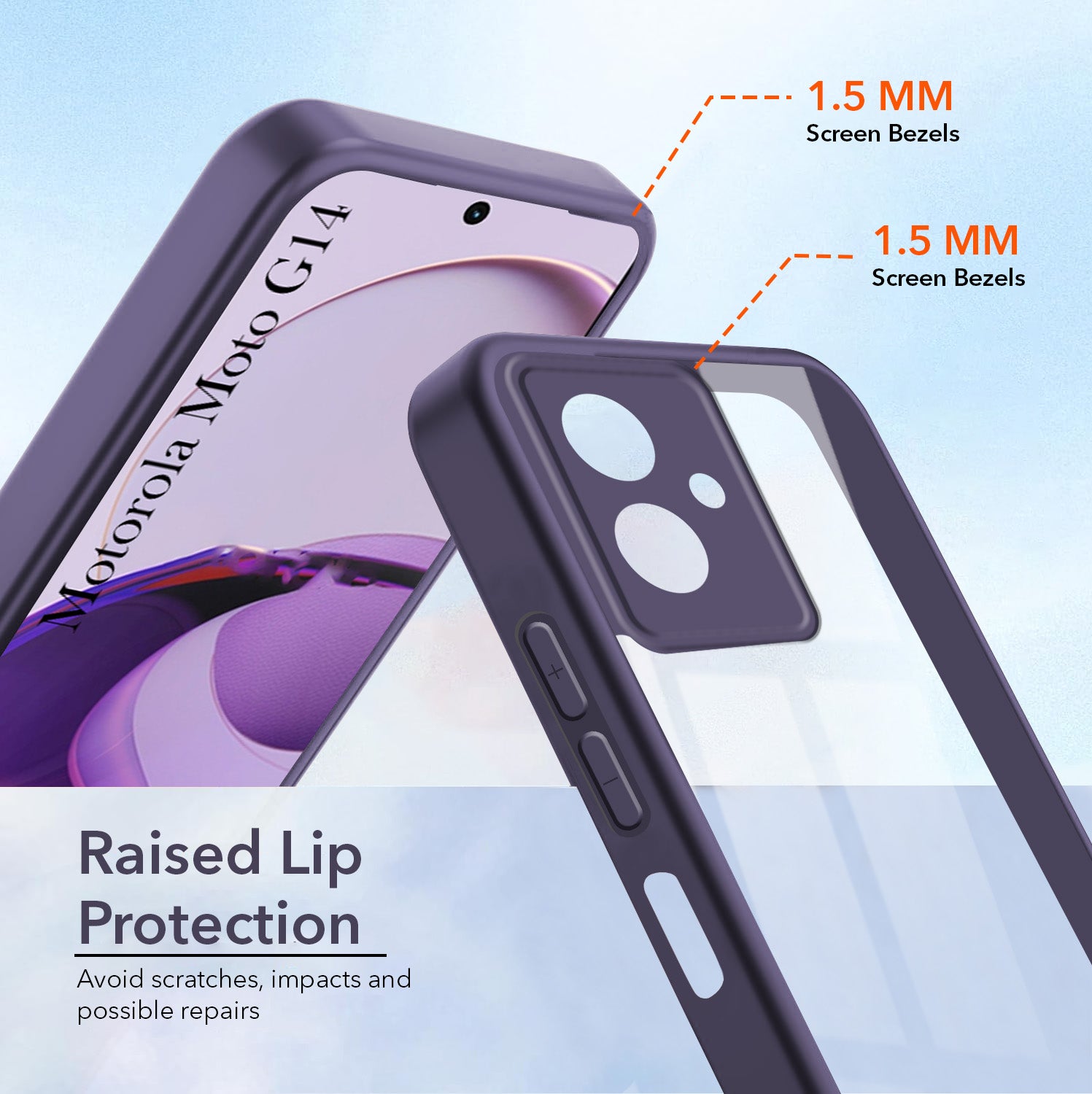 For Motorola Moto G14 Back Cover Case Ultra-Hybrid (Lifetime Anti Yellow | Anti Scratch | Crystal Clear Shockproof)