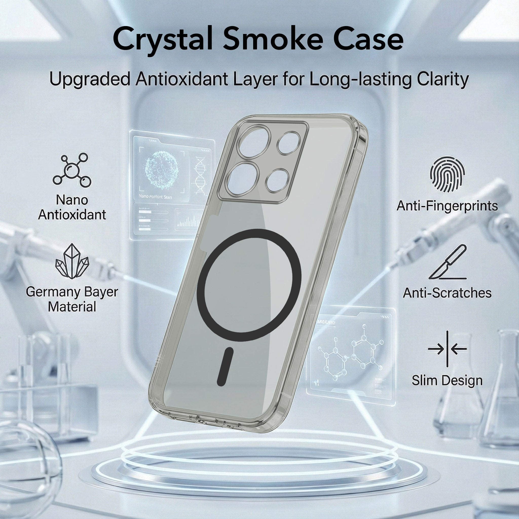 For Xiaomi Redmi Note 13 5G Back Cover Case Lifetime Anti-Yellow MagSafe Compatible Clear (Sleek Hard Crystal | Shockproof and Camera Protection)