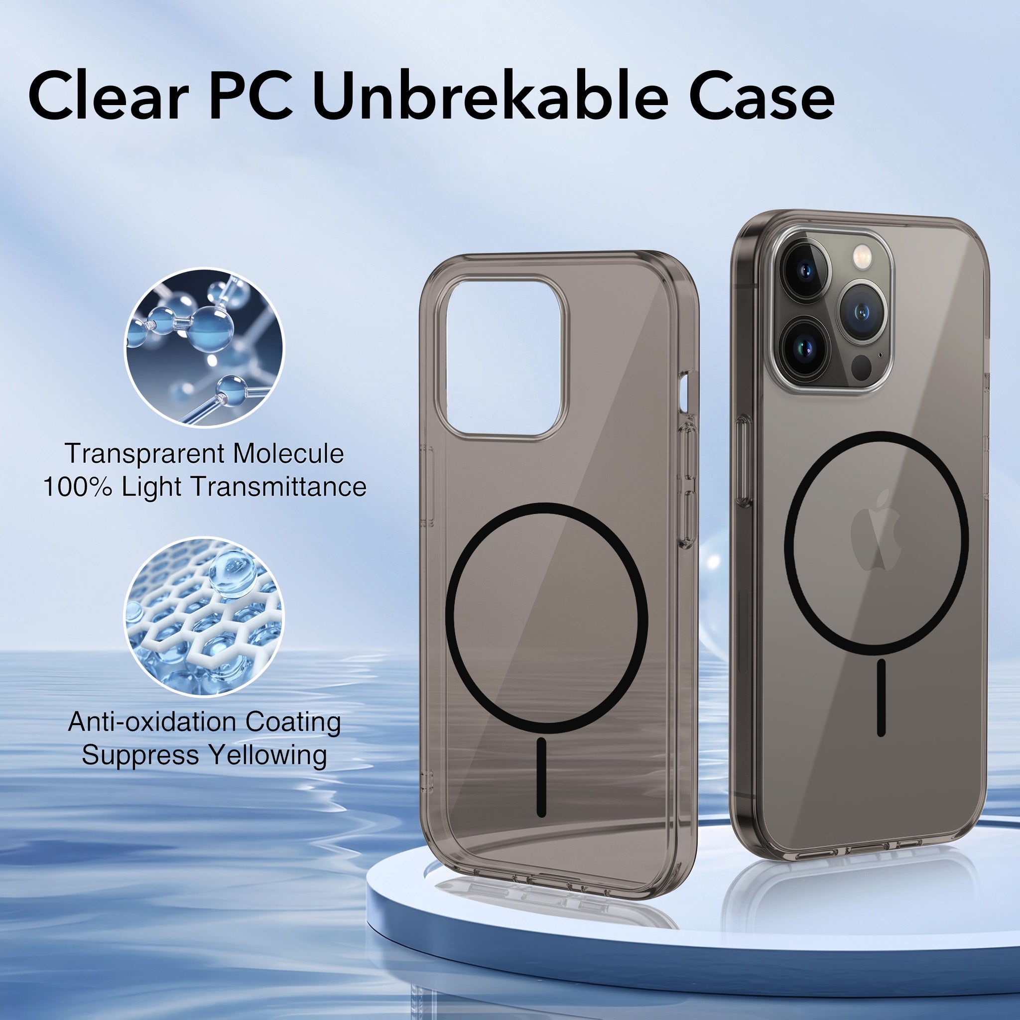 For Apple iPhone 13 Pro Back Case Cover Crystal Anti Yellow (Unbreakable PC | MagSafe Wireless Charging Support |Camera Protection Bump)