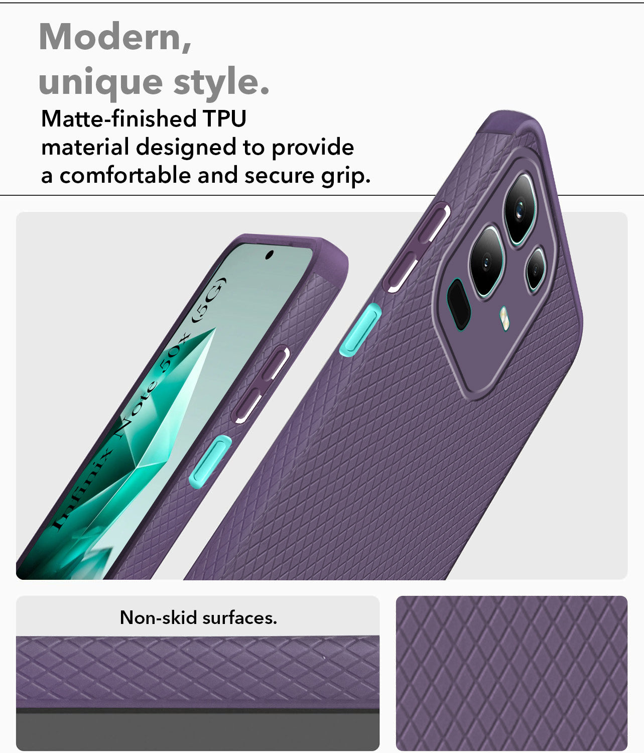 For Infinix Note 50x Back Cover Case  (Liquid Silicone | Side Grip | Camera Protection)