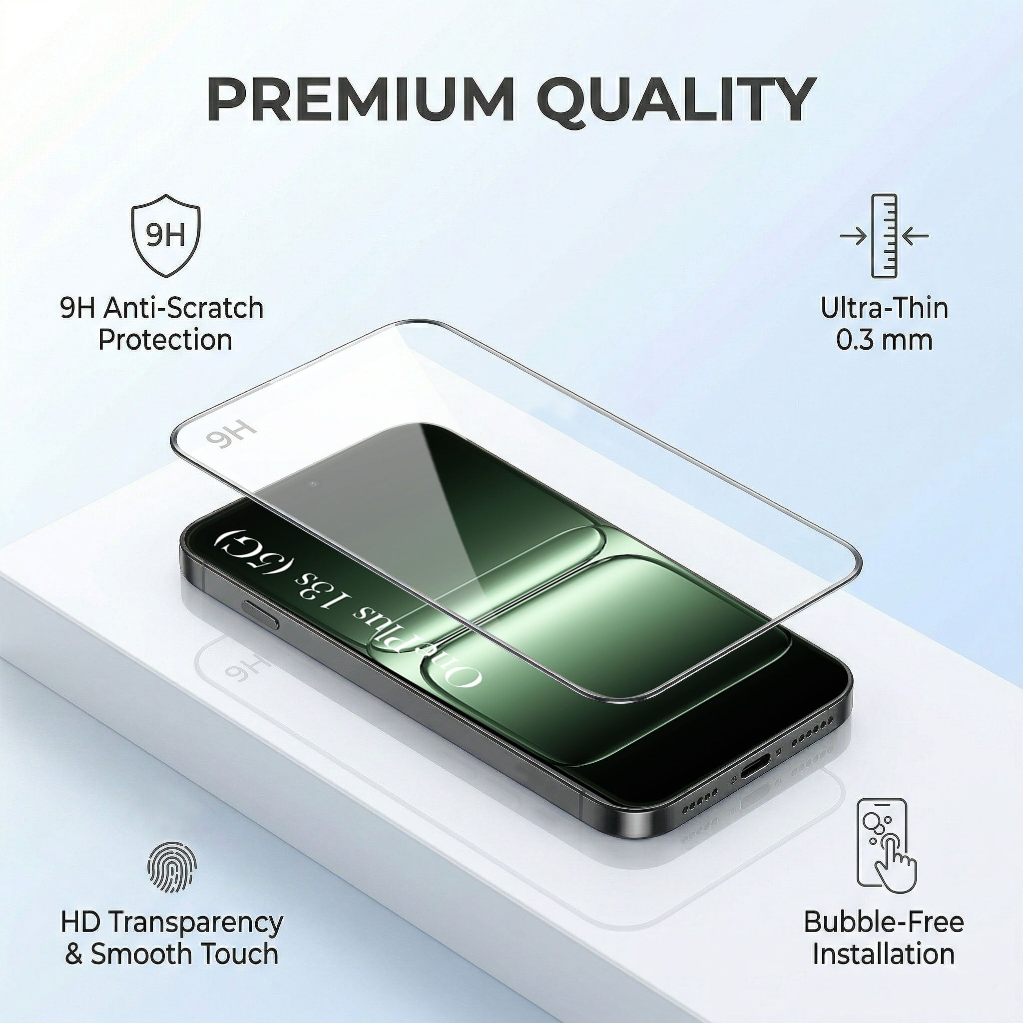 For OnePlus 13S Combo with Back Cover and 9H Tempered Glass (Lifetime Anti-Yellow | Crystal Clear Shockproof | Oleophobic Coating Screen Glass)
