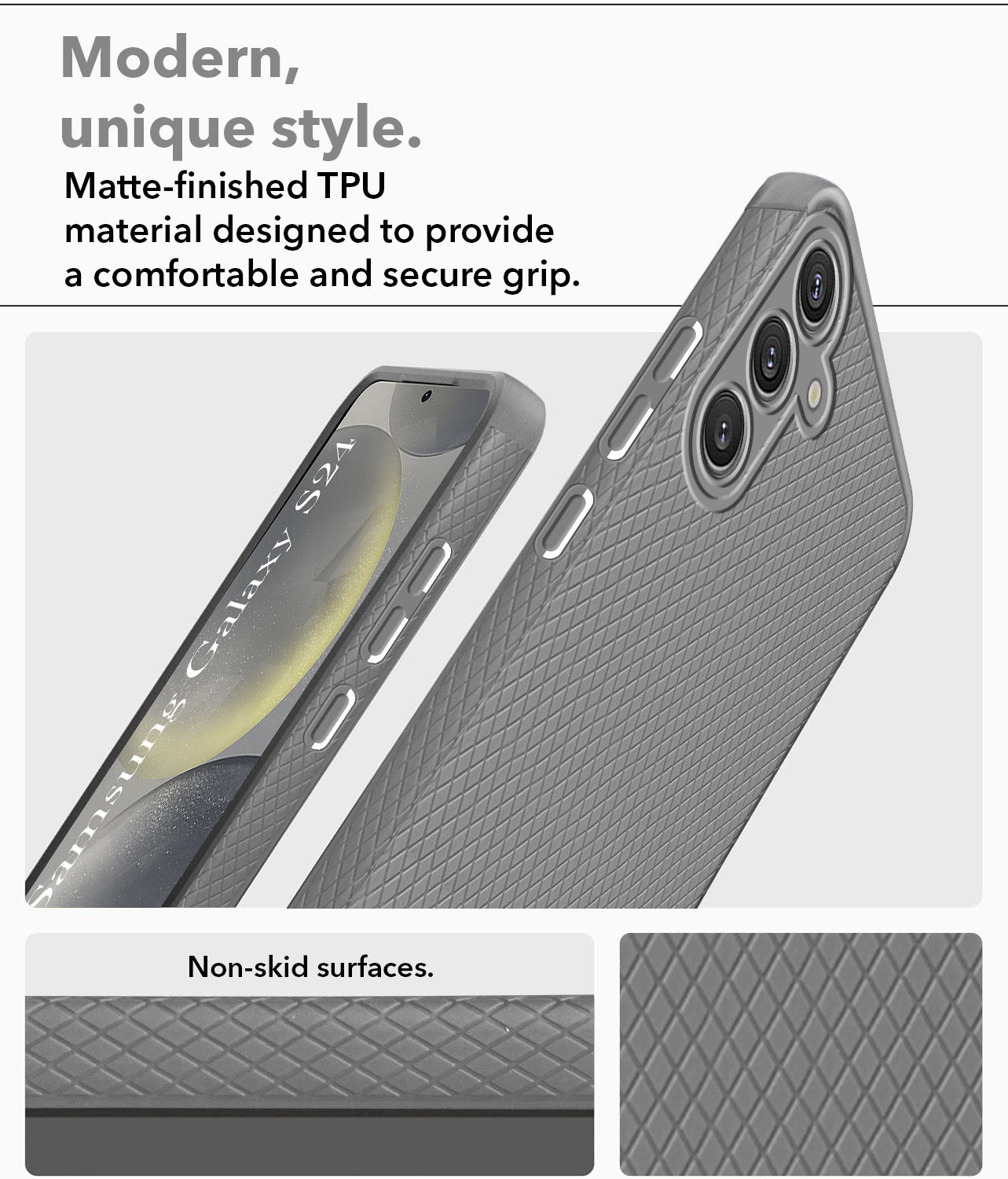 For Samsung Galaxy S24 Back Cover Case (Liquid Silicone | Side Grip | Camera Protection)