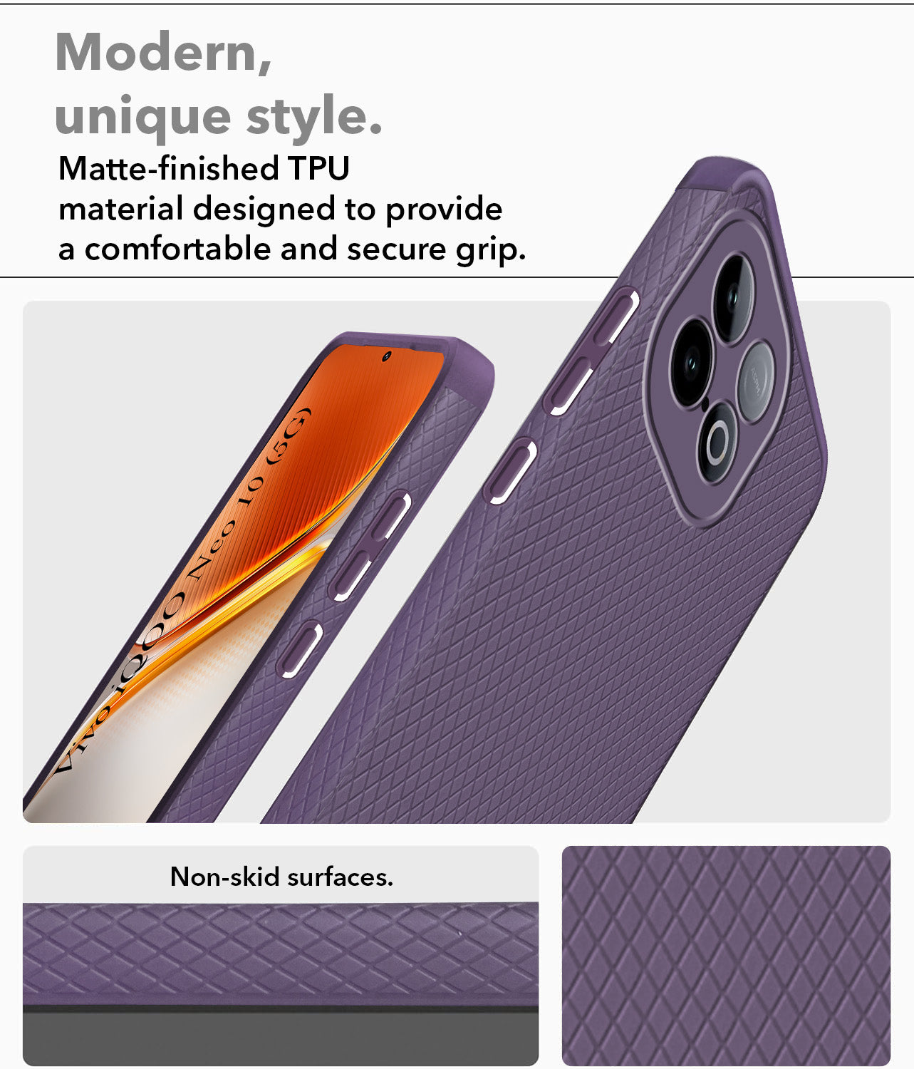 For Vivo iQOO Neo 10 Liquid Silicone Back Cover Case (Camera Protection | Side Grip Texture | Soft and Flexible)