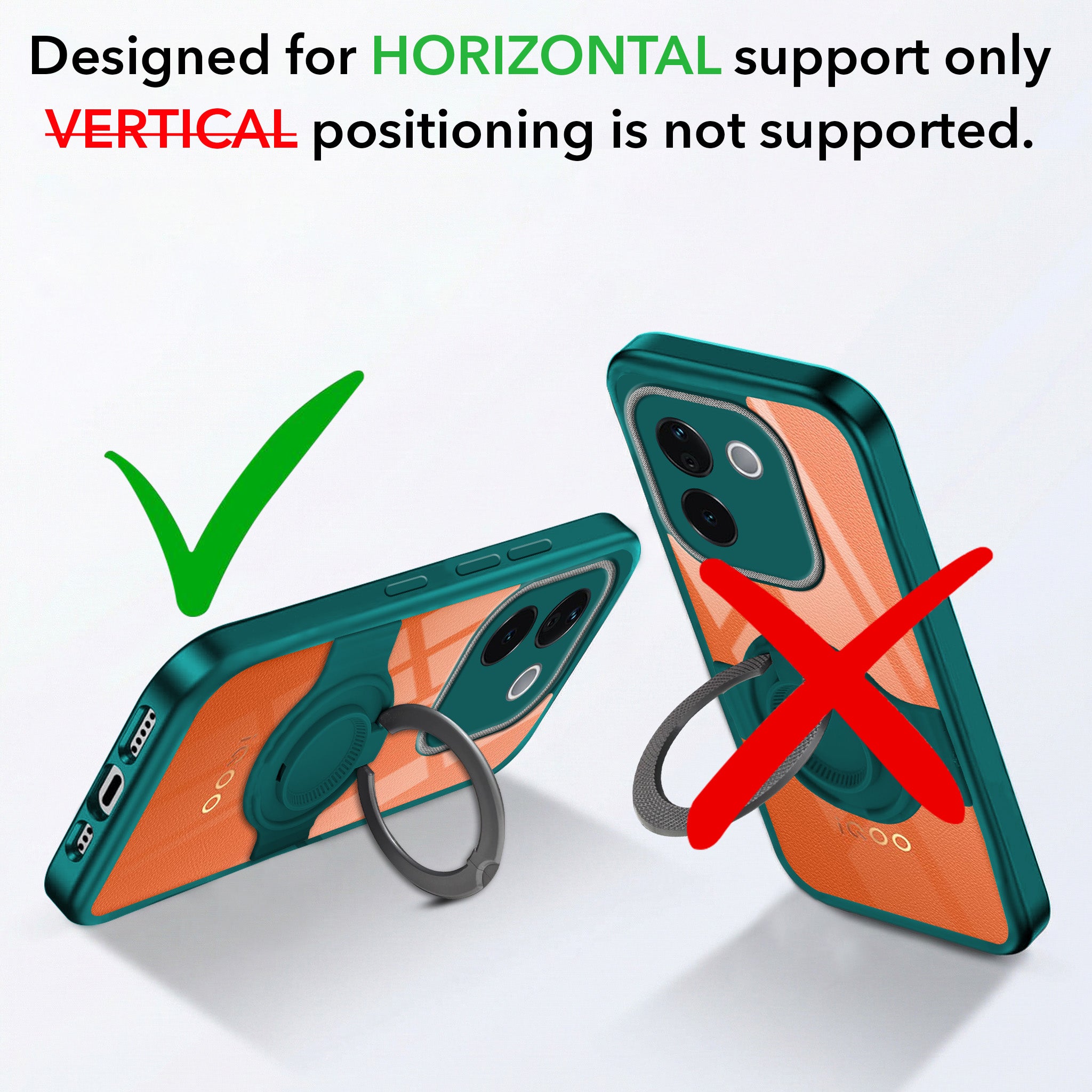 For Vivo iQOO Z9s Pro Back Cover Case with stand (Built-in Ring Holder Kickstand | Lifetime Anti Yellow | Camera Protection)