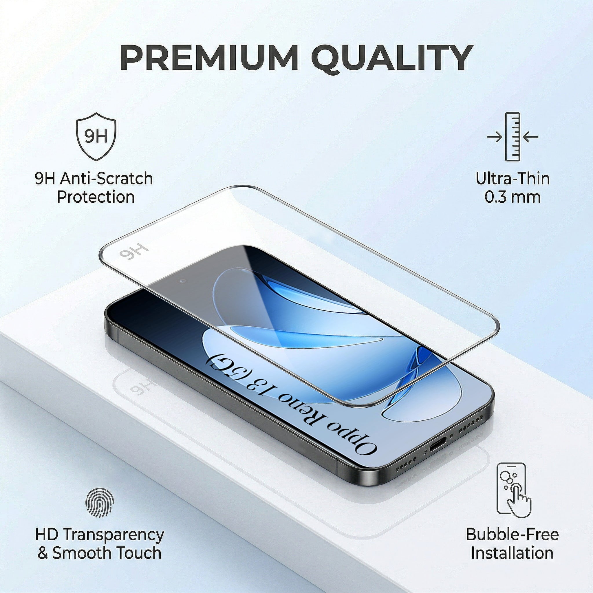 For Oppo Reno13 5G | Oppo Reno 13 5G Combo with Back Cover and 9H Tempered Glass (Liquid Silicone | Camera Protection | Oleophobic Coating Screen Glass)