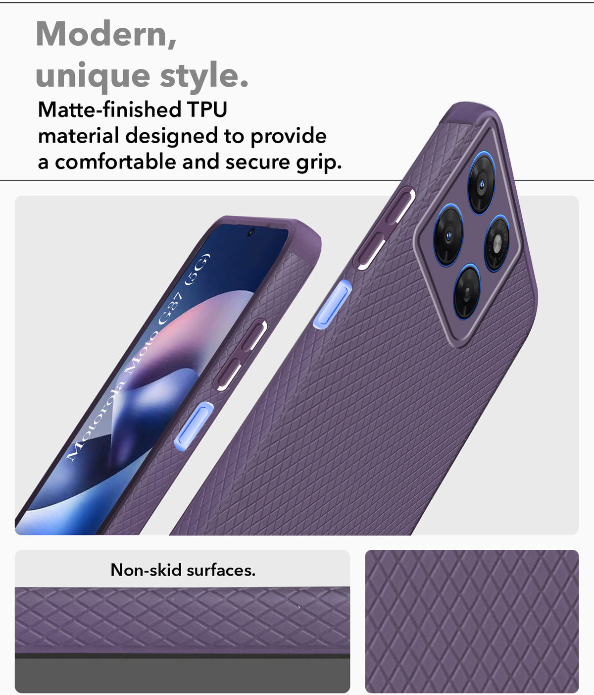 For Motorola Moto G37 Back Cover Case Liquid Silicone (Camera Protection | Side Grip Texture | Soft and Flexible)