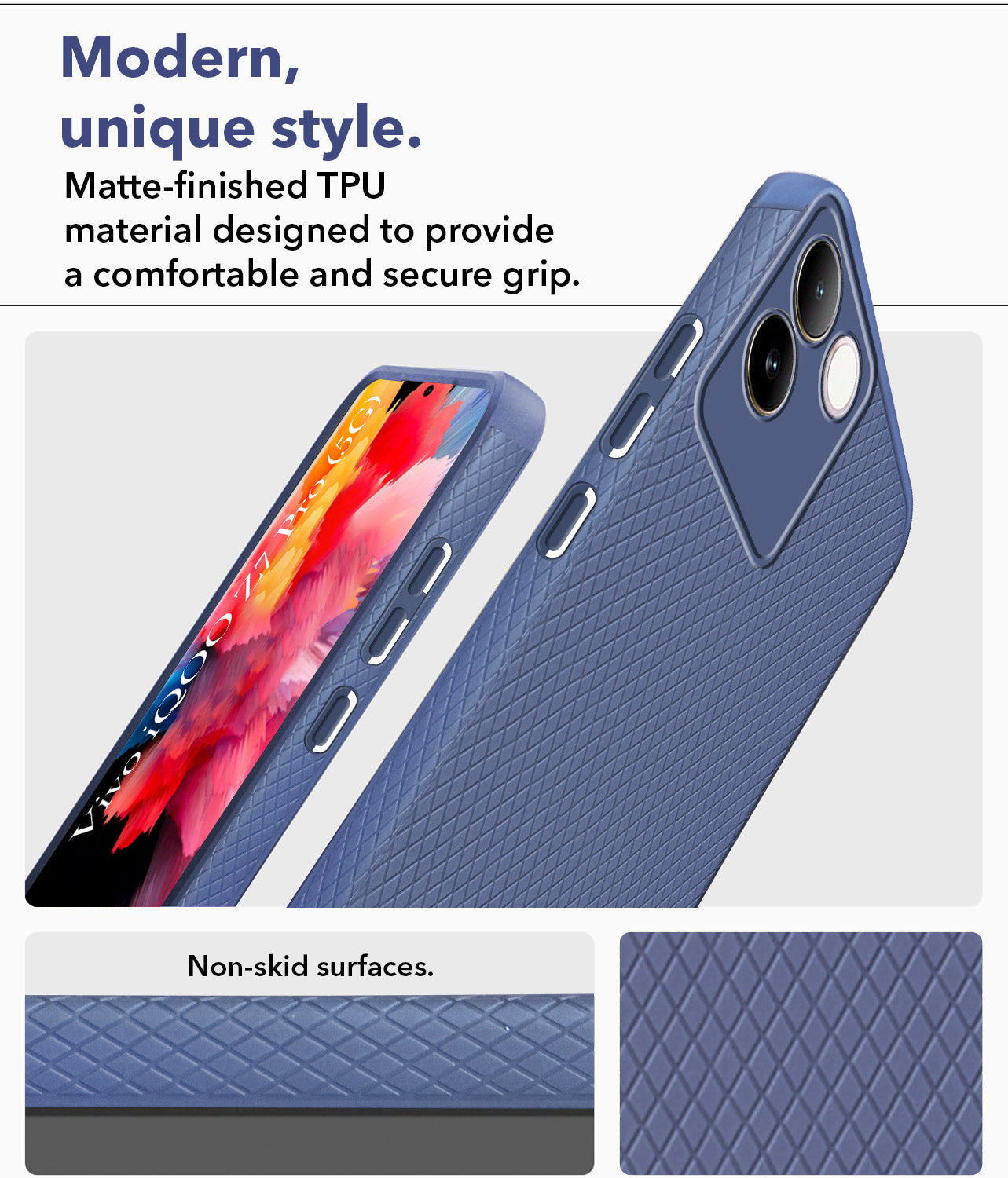 For Vivo iQOO Z7 Pro Back Cover Case (Liquid Silicone | Side Grip | Camera Protection)