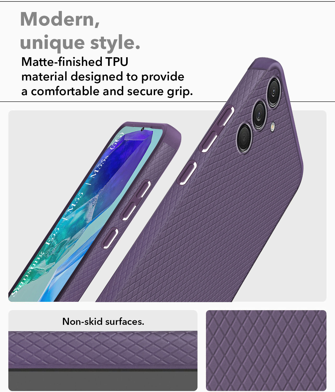 For Samsung Galaxy F55 5G | M55 5G | M55s Back Cover Case (Liquid Silicone | Side Grip | Camera Protection)