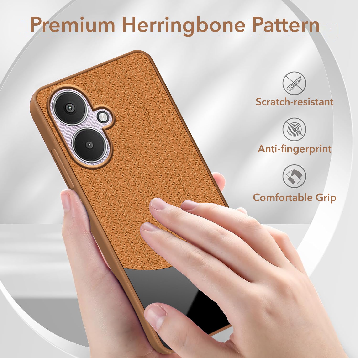 For Redmi 13C 5G Back Cover Case (Elegant PU Leather Finish | Premium Minimalist Professional | Camera Protection Bump)