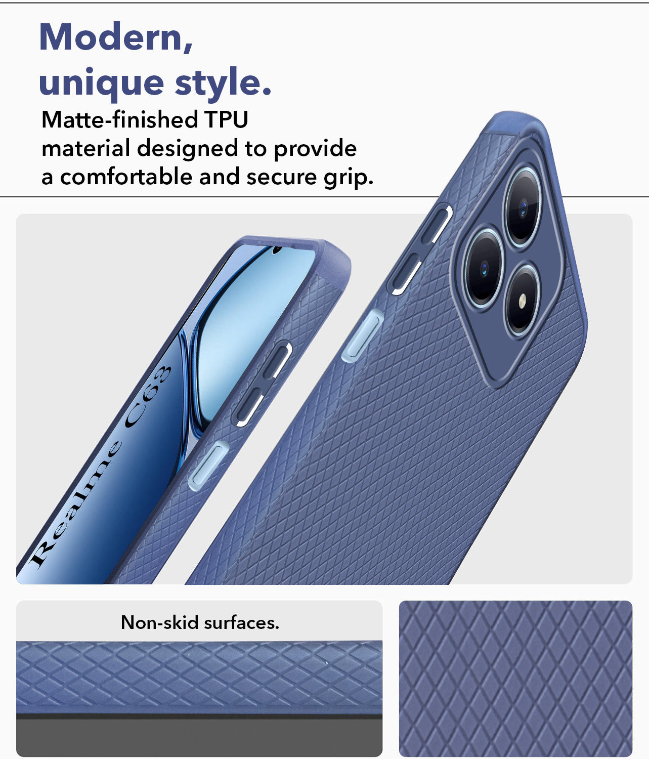 For Realme C63 Back Cover Case (Liquid Silicone | Side Grip | Camera Protection)