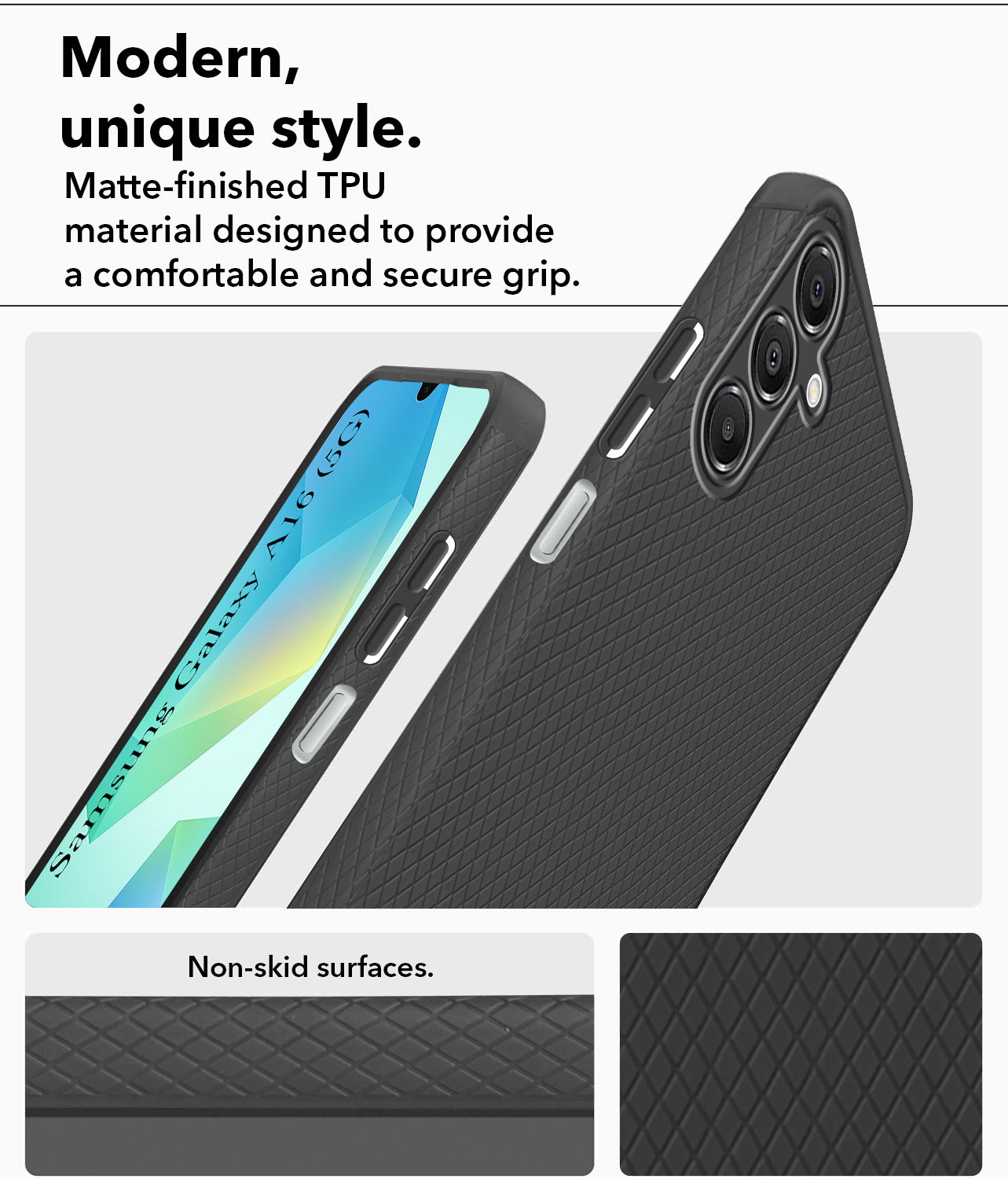 For Samsung Galaxy A16 5G Back Cover Case  (Liquid Silicone | Side Grip | Camera Protection)
