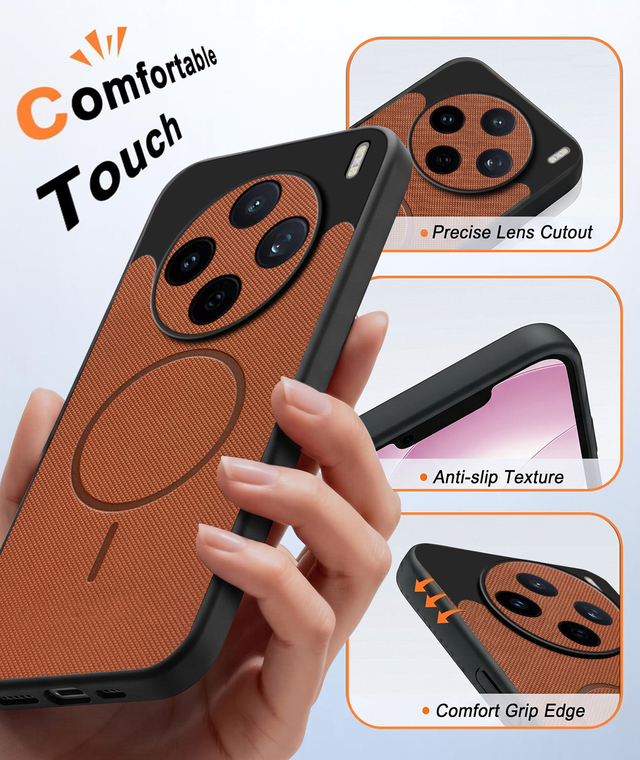 For Vivo X200T Back Cover Case PU Leather (Texture Grip Design | Professional Minimalist | Camera Protection | Soft and Flexible)