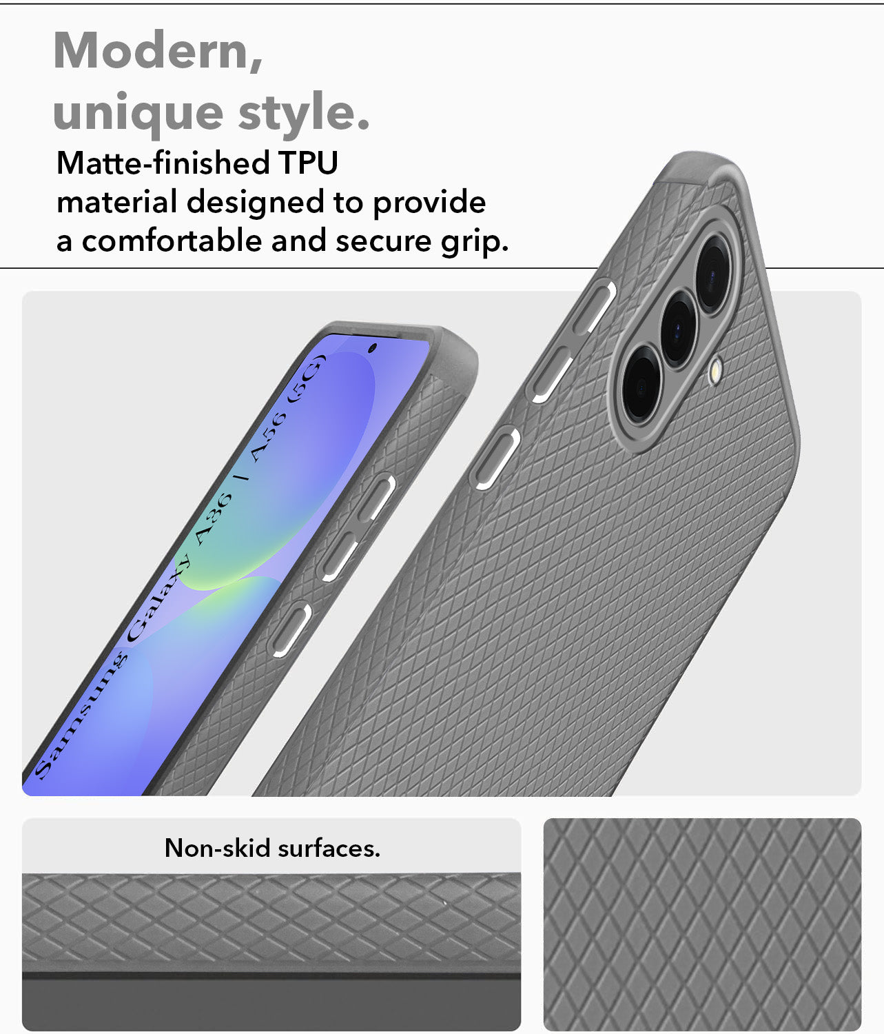 For Samsung Galaxy A36 5G | Galaxy A56 5G Back Cover Case (Liquid Silicone | Side Grip | Camera Protection)