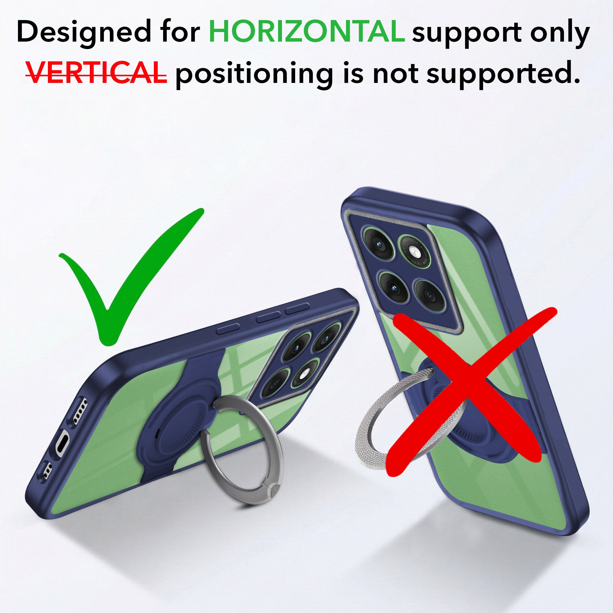 For Motorola Moto Edge 60 Back Cover Case with stand (Built-in Ring Holder Kickstand | Lifetime Anti Yellow | Camera Protection)