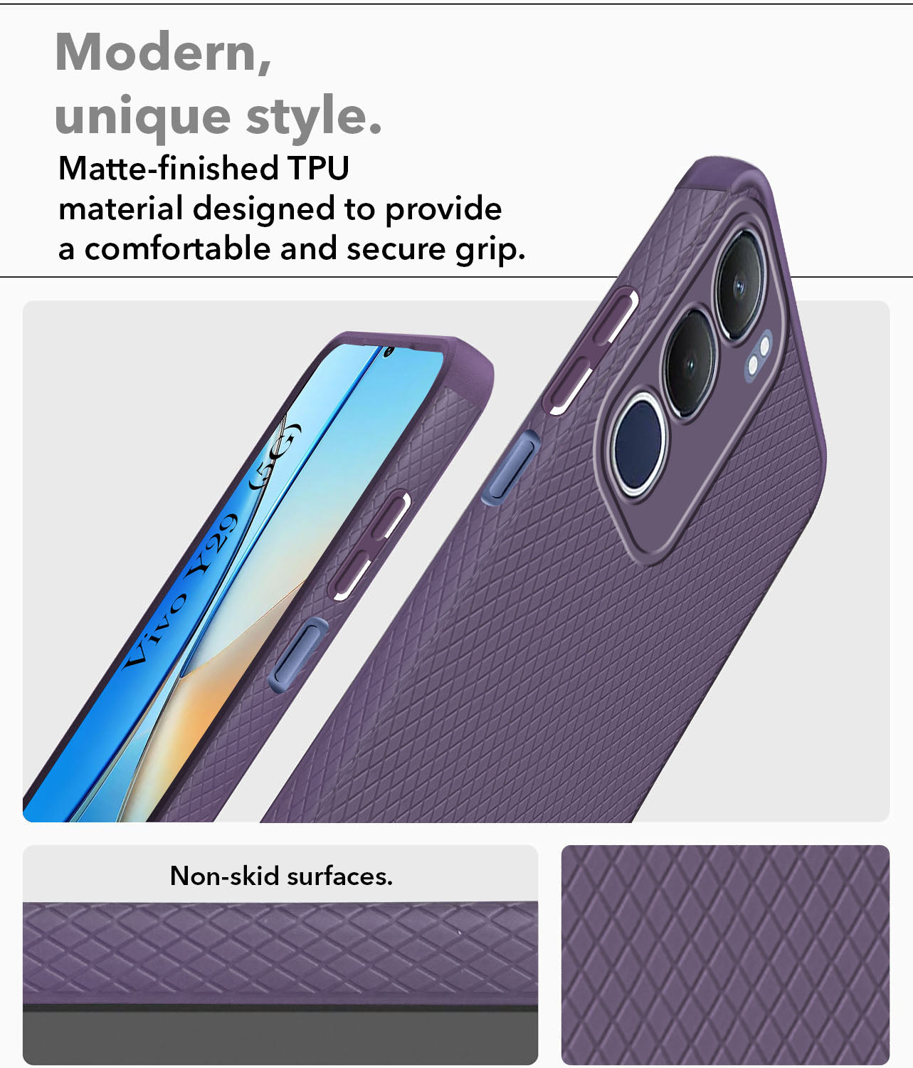 For Vivo Y29  Back Cover Case (Liquid Silicone | Side Grip | Camera Protection)