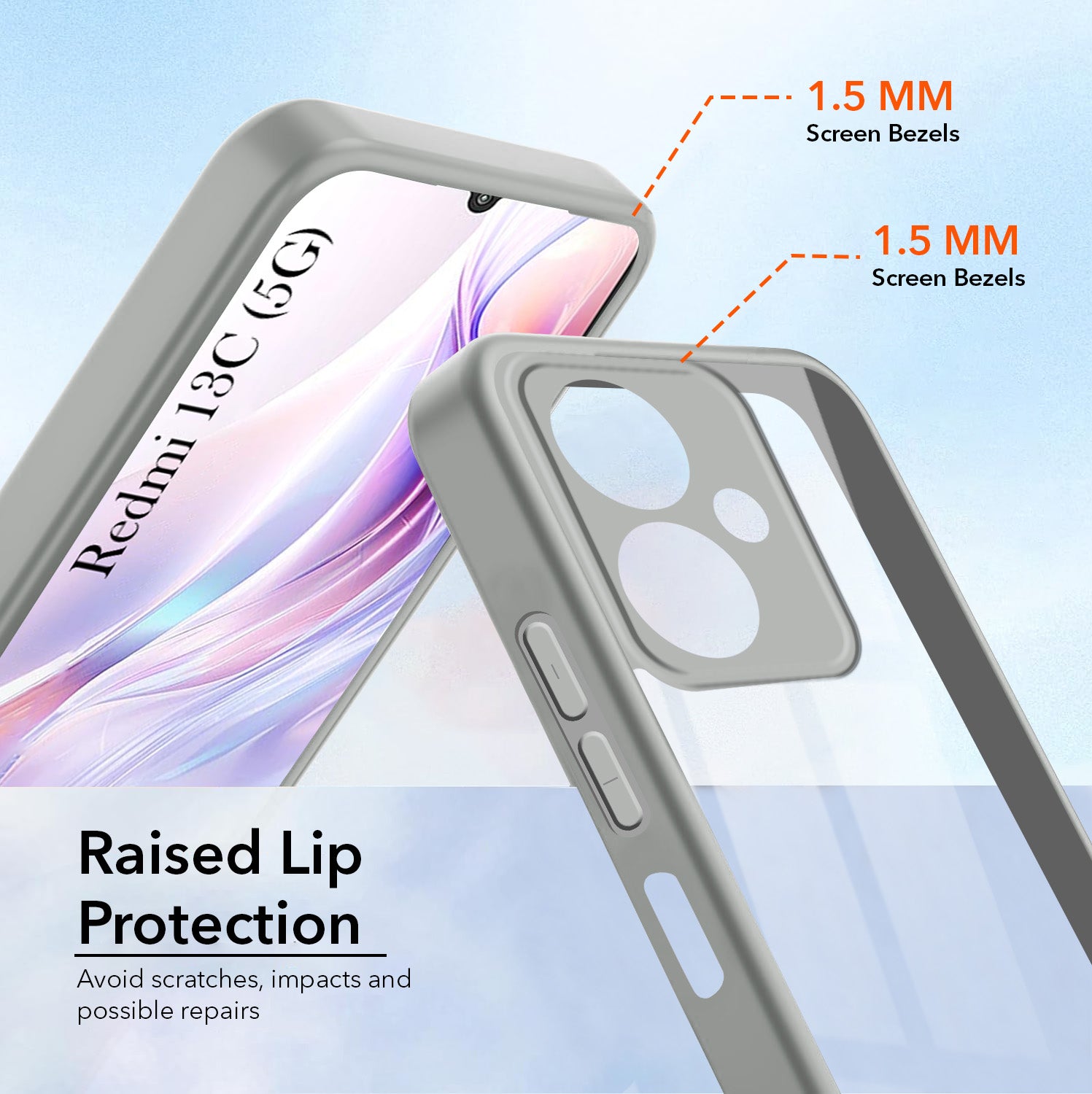 For Redmi 13C 5G Back Cover Case Ultra-Hybrid (Lifetime Anti Yellow | Anti Scratch | Crystal Clear Shockproof)