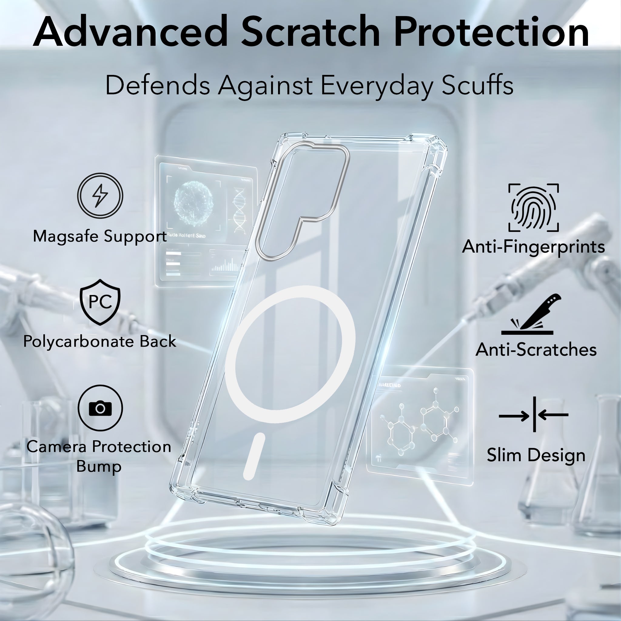 For Samsung Galaxy S22 Ultra 5G Back Cover Shockproof Crystal-Clear (Magsafe Wireless Support | Drop & Camera Protection | Hard Polycarbonate)
