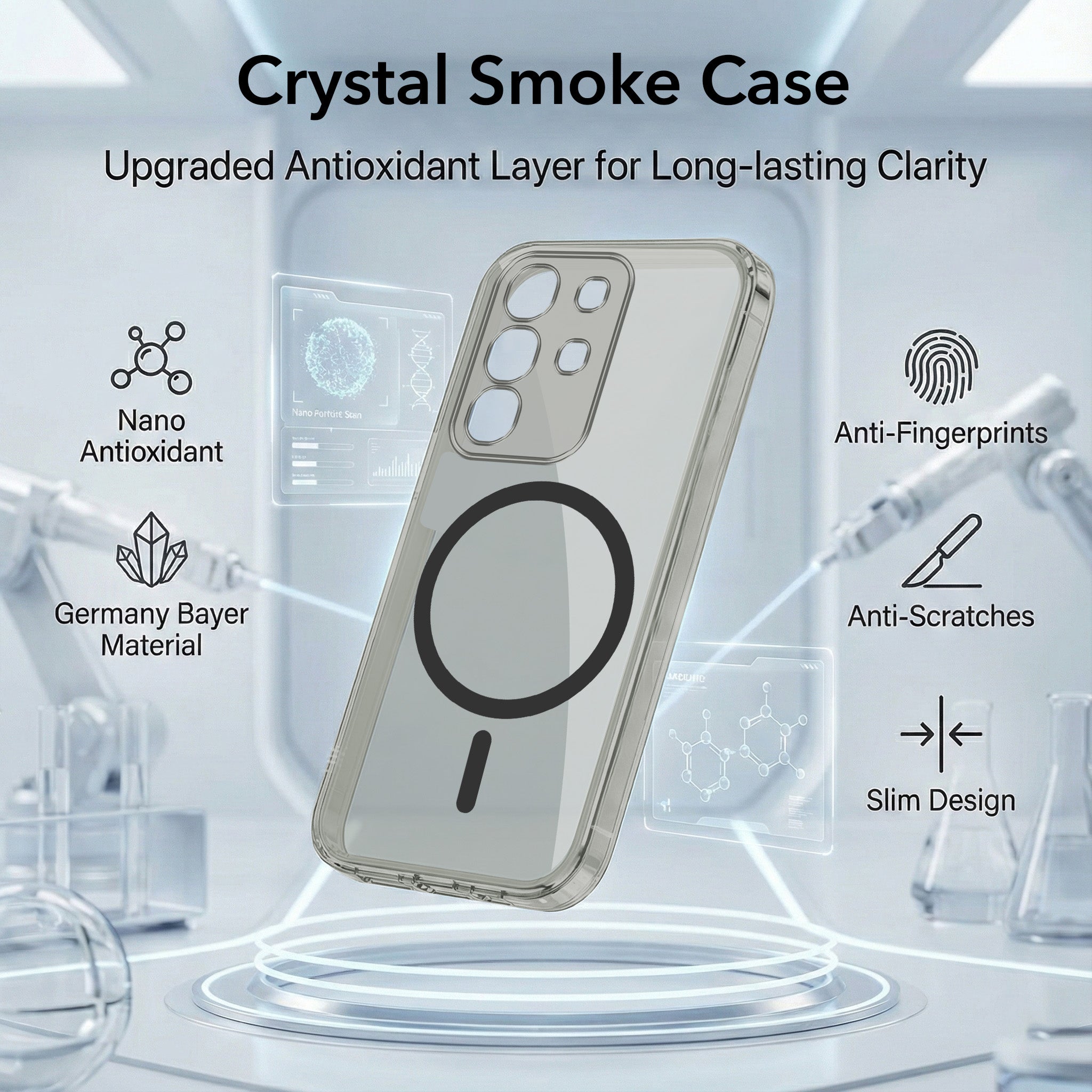 For Vivo T4x | Vivo Y31 Pro Back Cover Case Lifetime Anti-Yellow MagSafe Compatible Clear (Sleek Hard Crystal | Shockproof and Camera Protection)