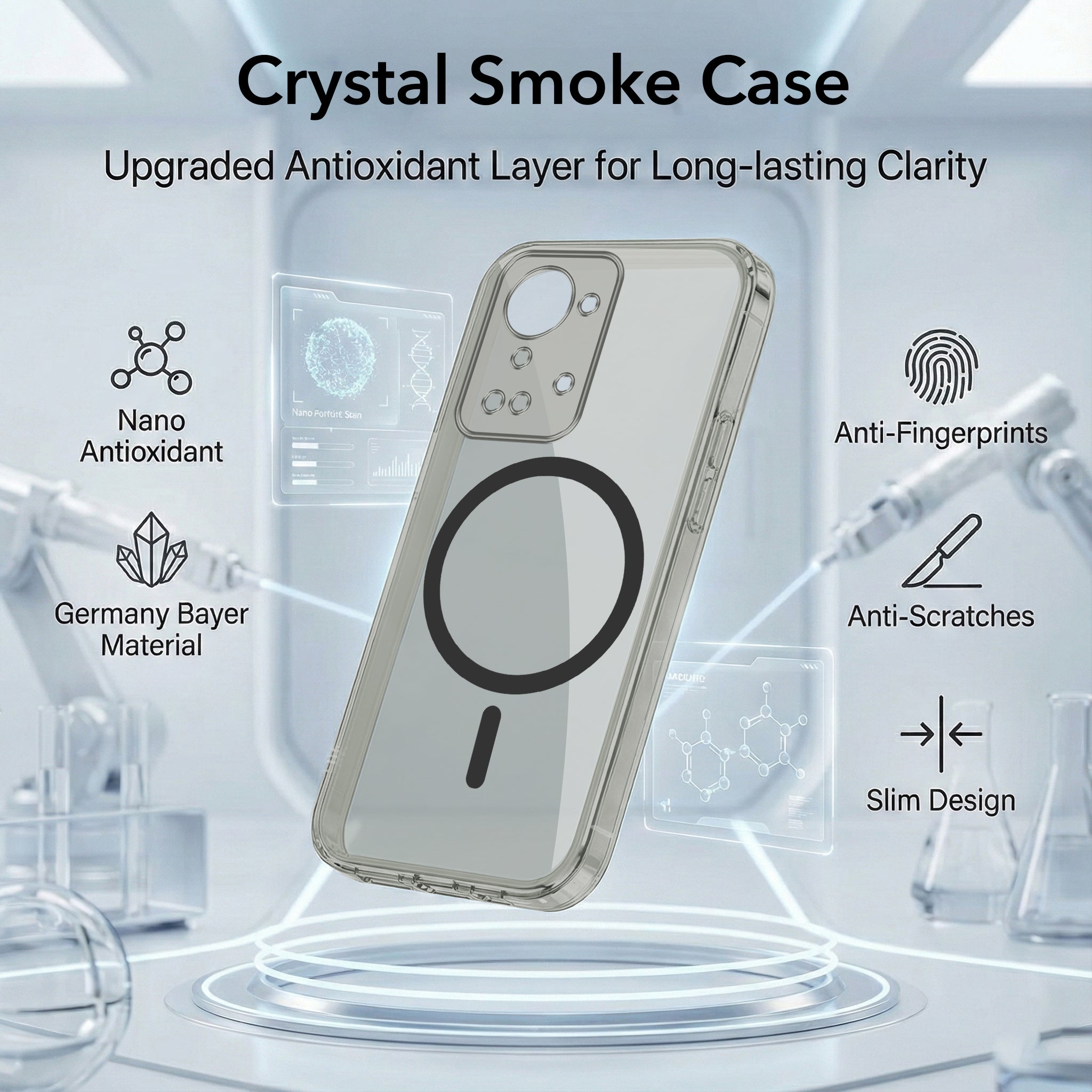 For OnePlus Nord 2T 5G Back Cover Case Lifetime Anti-Yellow MagSafe Compatible Clear (Sleek Hard Crystal | Shockproof and Camera Protection)