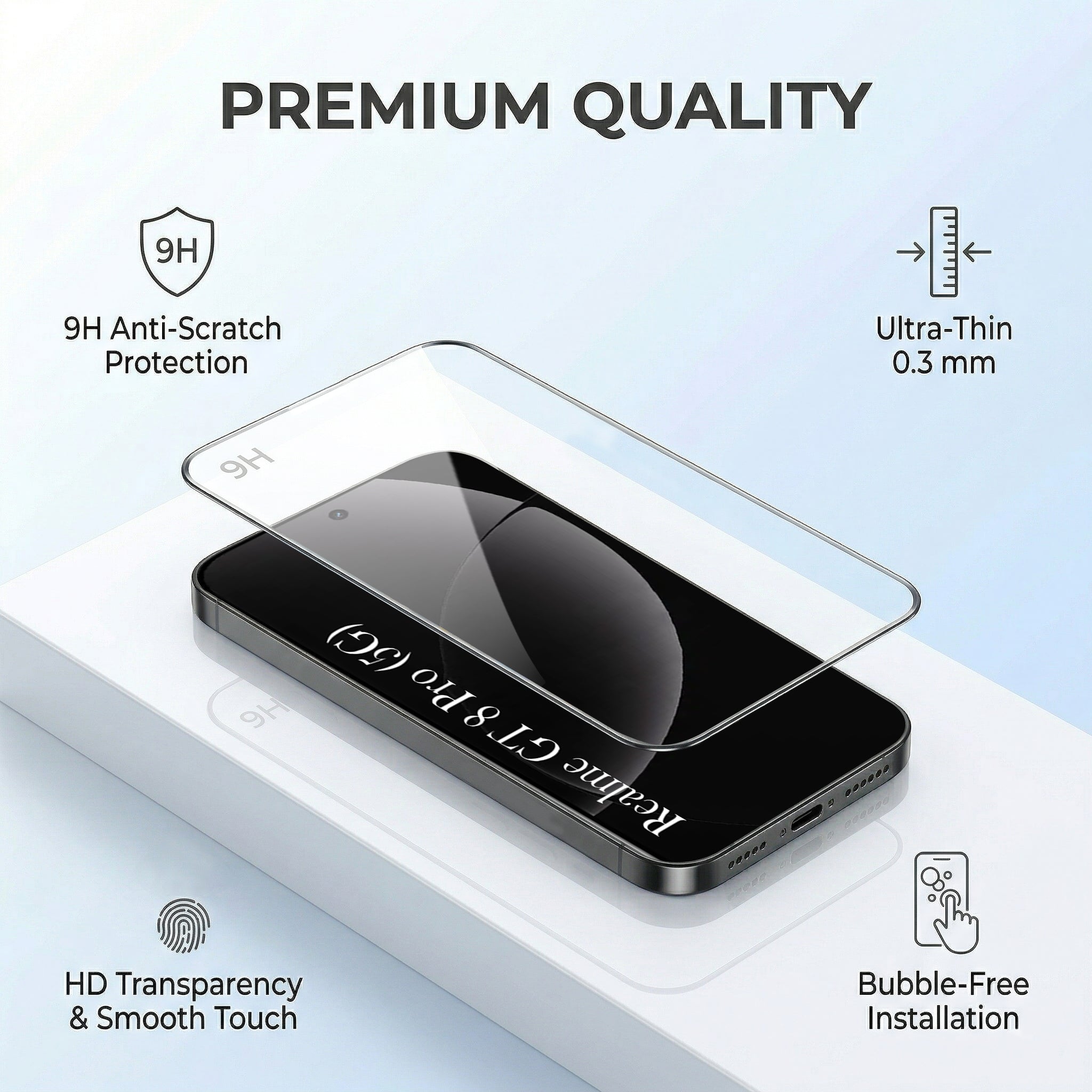 For Realme GT 8 Pro Combo with Back Cover and 9H Tempered Glass (Liquid Silicone | Camera Protection | Oleophobic Coating Screen Glass)