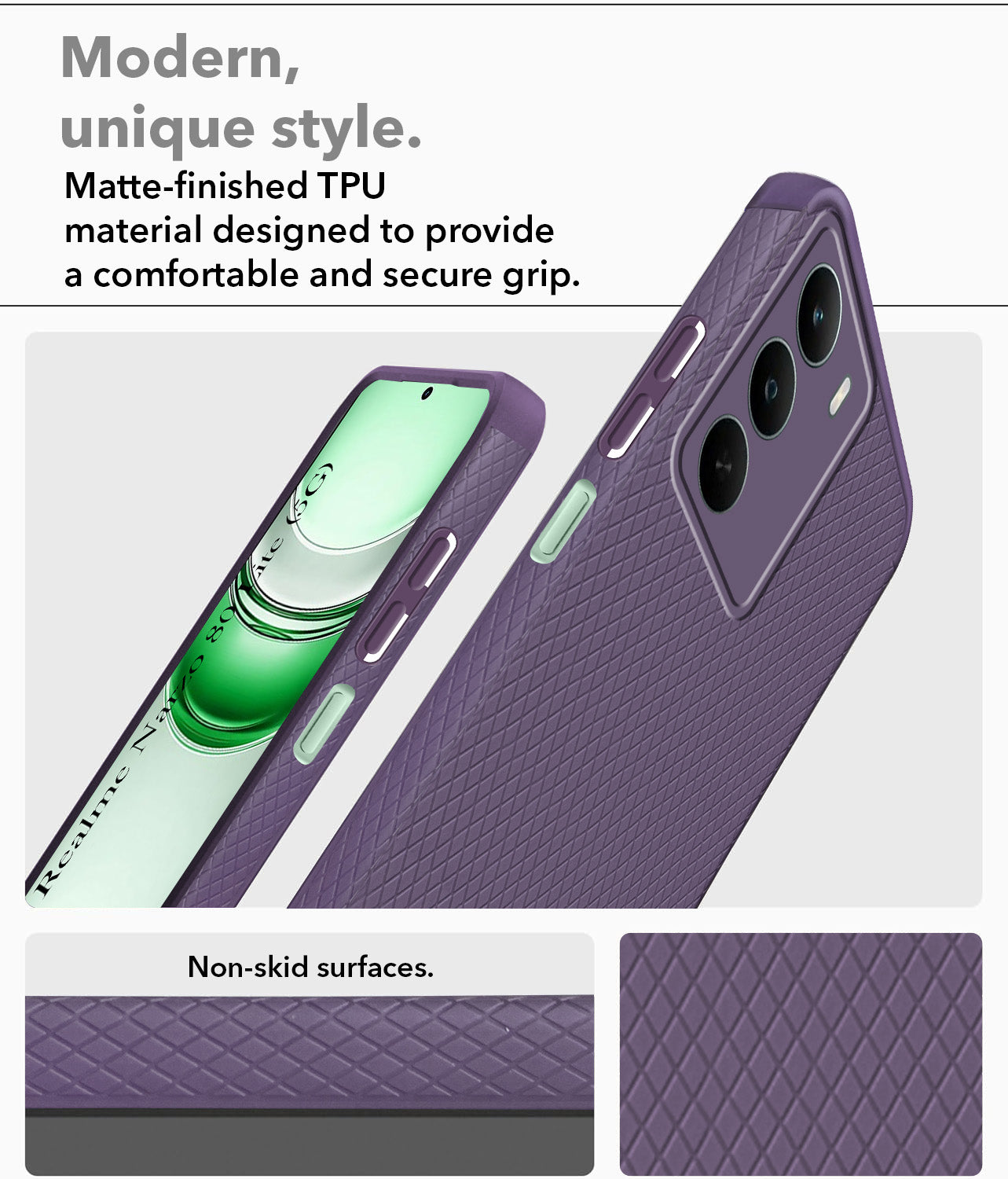 For Realme Narzo 80 Lite 5G Back Cover Case (Liquid Silicone | Side Grip | Camera Protection)