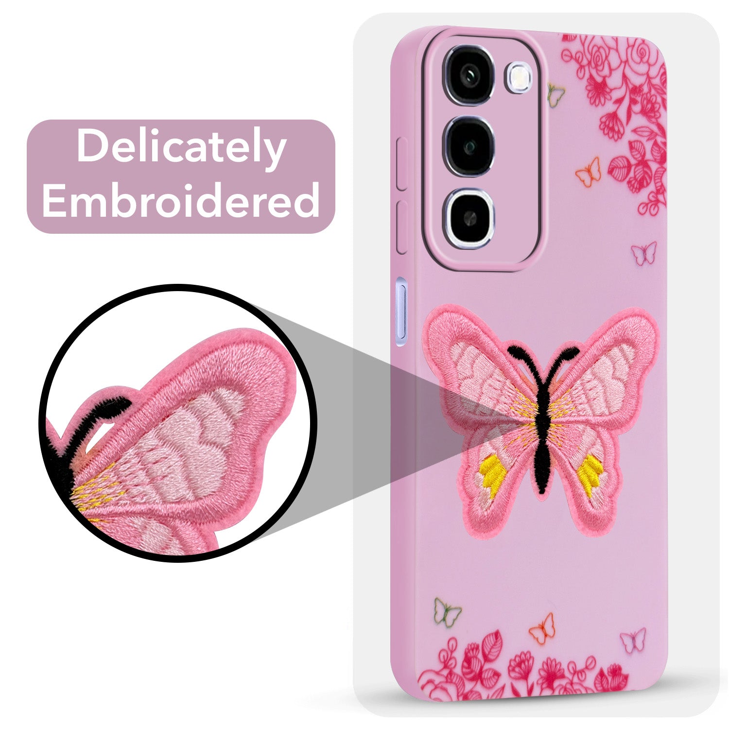 For Realme P4R 5G Back Cover Case (Soft Butterfly Embroidery | Women Teen Girls | Camera Protection| Matte Silicone)