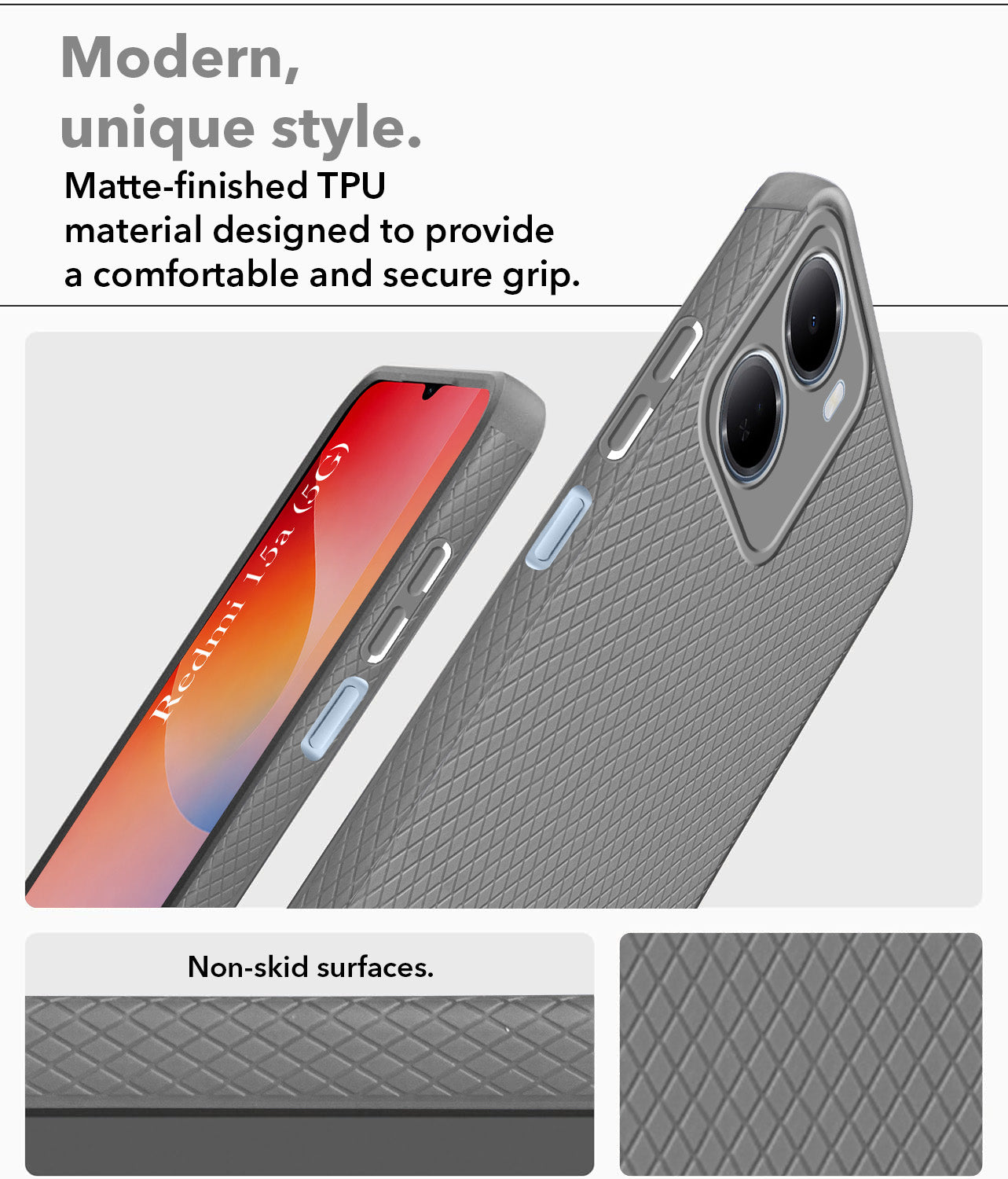For Redmi 15A 5G Back Cover Case Liquid Silicone (Camera Protection | Side Grip Texture | Soft and Flexible)