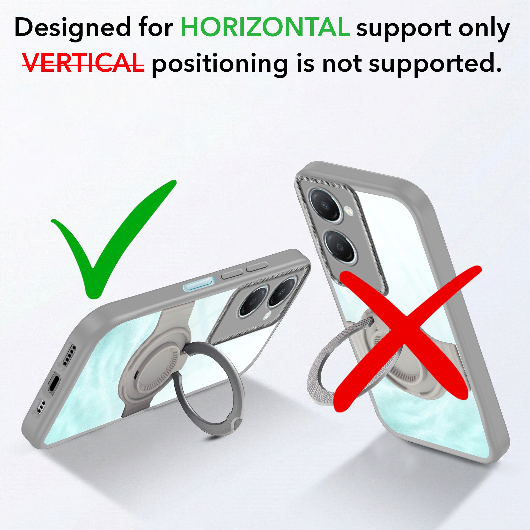 For Vivo iQOO Z9 Lite Back Cover Case with stand (Built-in Ring Holder Kickstand | Lifetime Anti Yellow | Camera Protection)