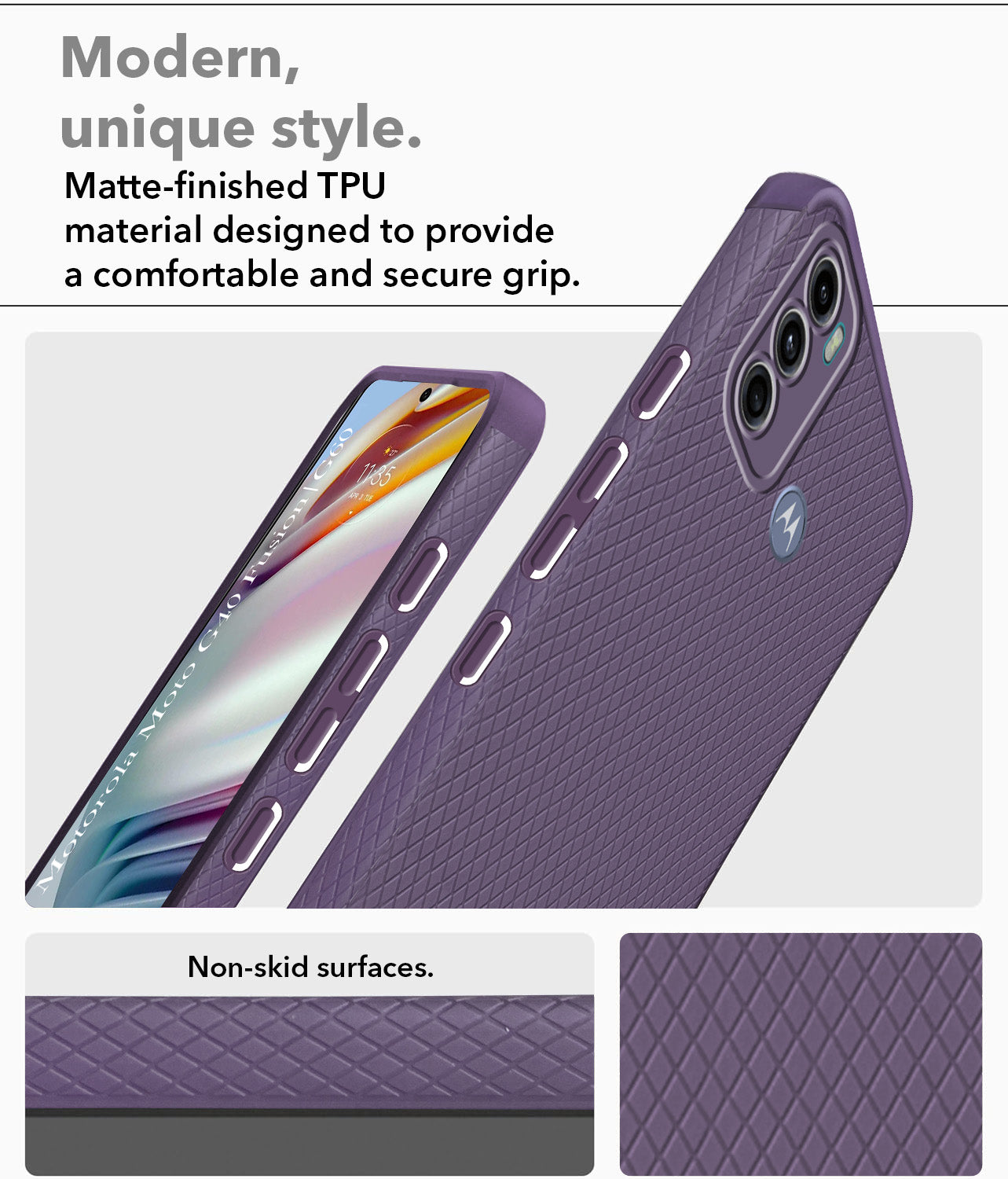 For Motorola Moto G40 Fusion | G60 Back Cover Case (Liquid Silicone | Side Grip | Camera Protection)