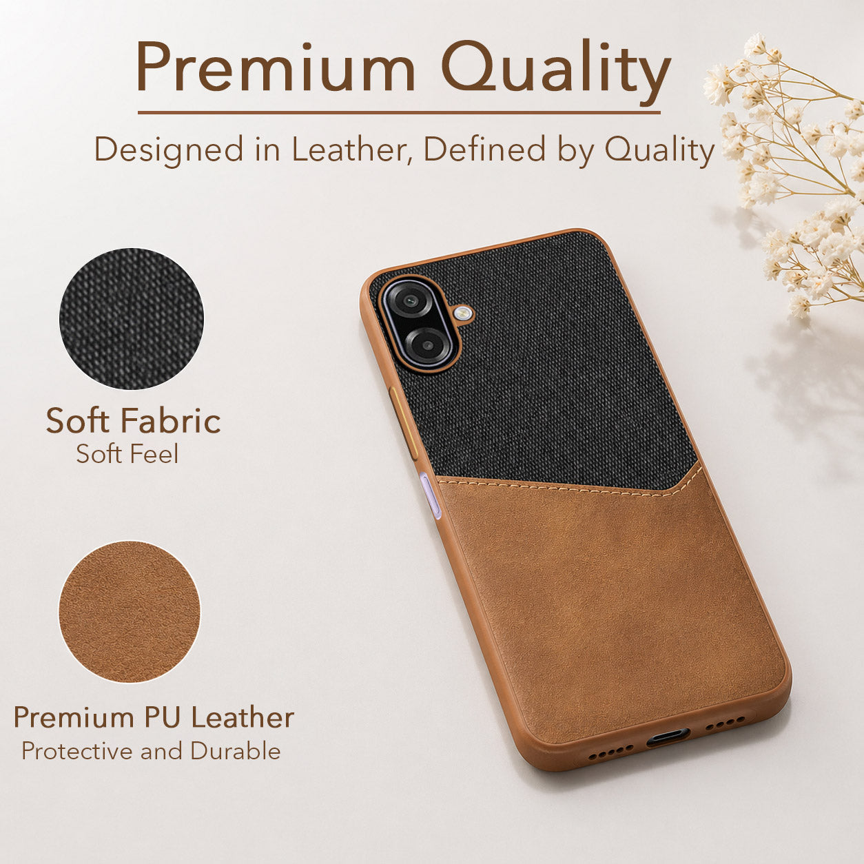 For Samsung Galaxy A07 4G Back Cover Case (Dual PU Leather Stitch | Professional Minimalist | Soft and Flexible)