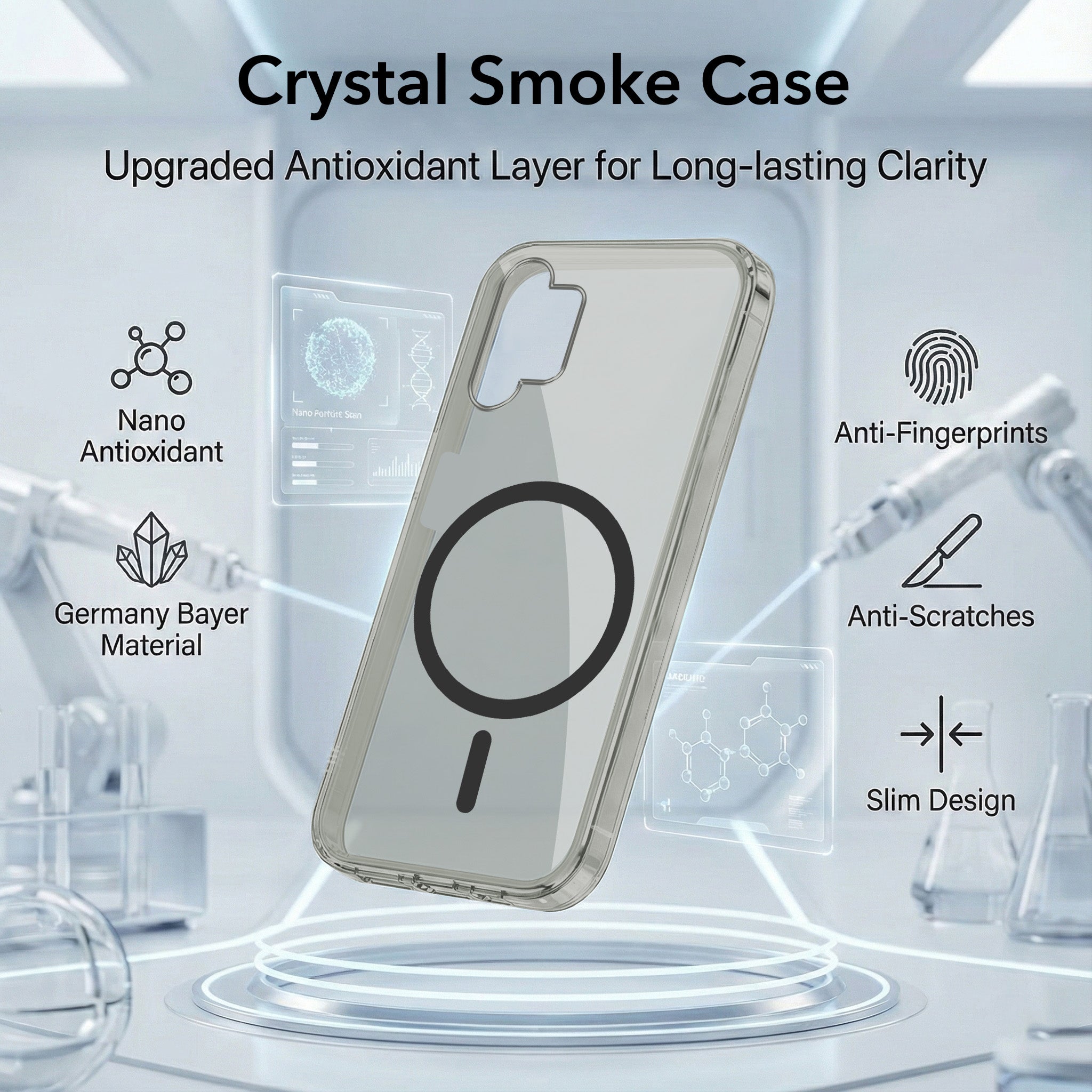 For Samsung Galaxy A13 4G Back Cover Case Lifetime Anti-Yellow MagSafe Compatible Clear (Sleek Hard Crystal | Shockproof and Camera Protection)