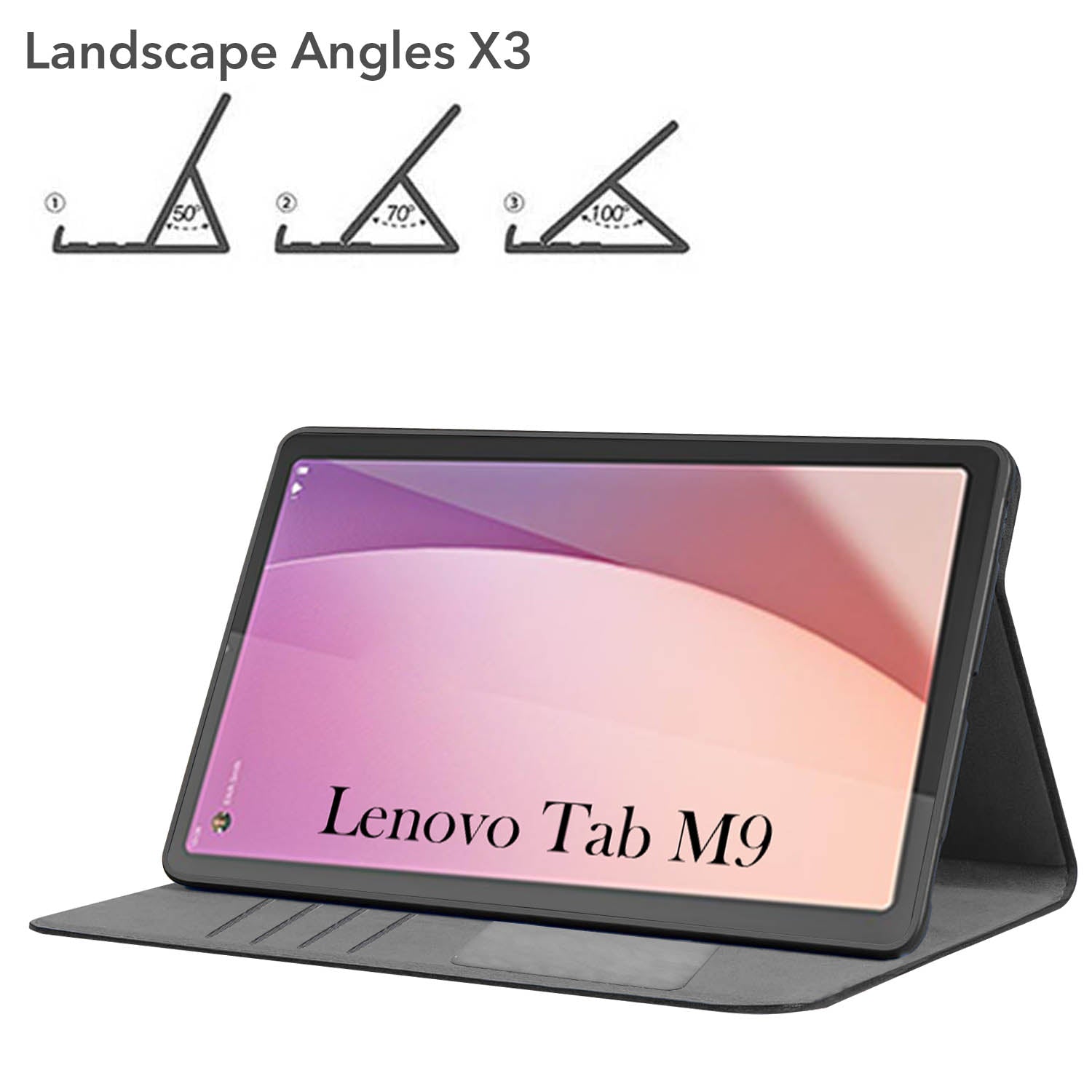 For Flip Cover Folio Case Lenovo Tab M9 (TB310FU) 9 Inch (PU Leather | Multi-Angle Smart Stand | Card Storage Slots | Silicone Back Pouch)